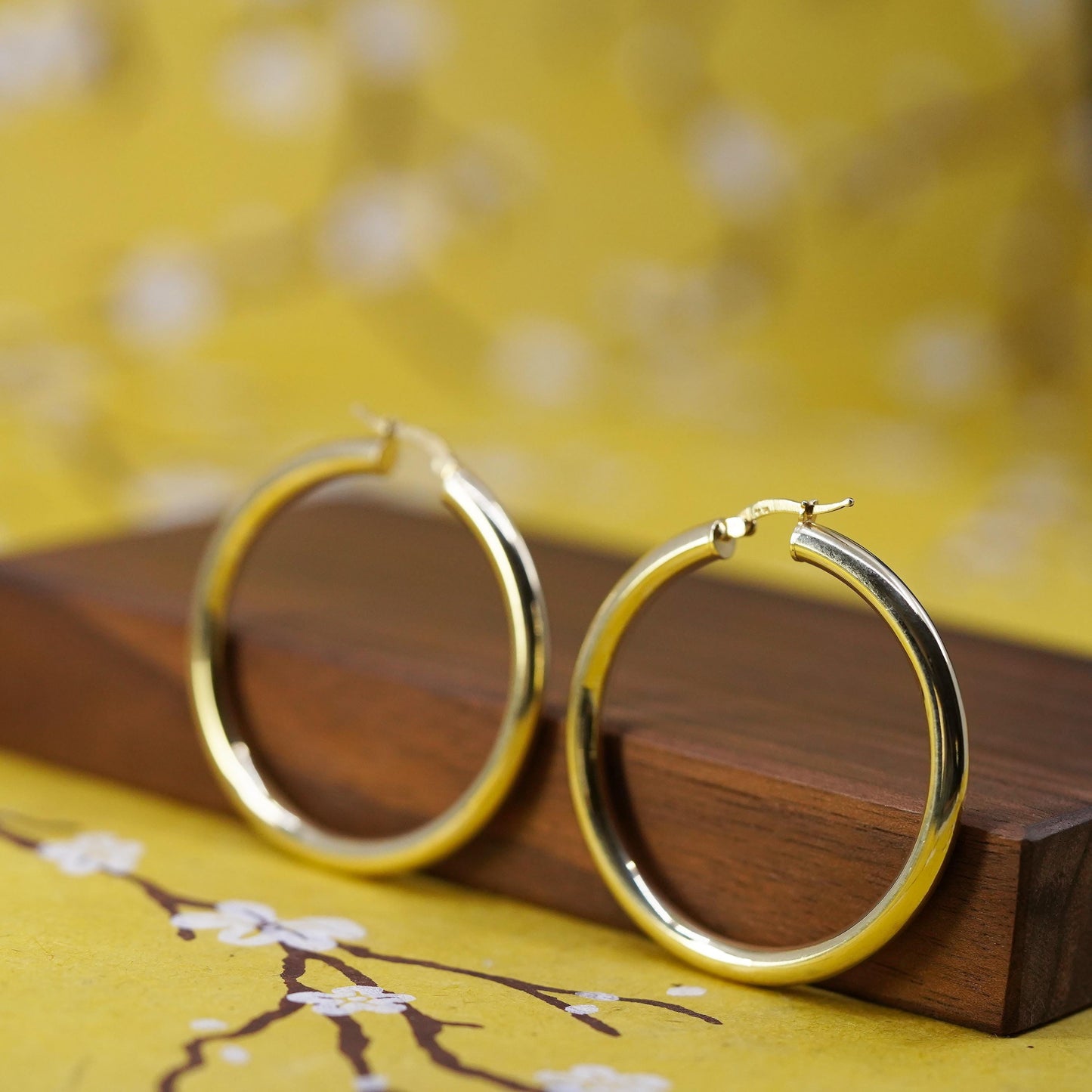 1.75", vermeil gold over Sterling silver earrings, 925 bold huggie hoops