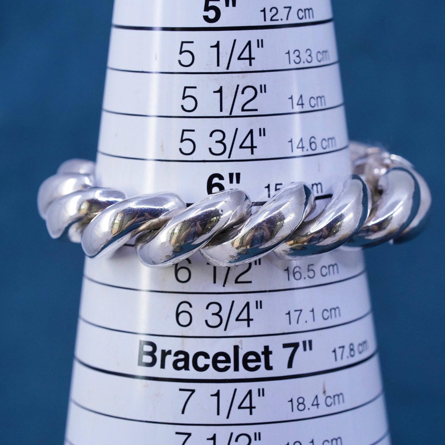 6", 15mm, vintage Italian Sterling silver men's bracelet, 925 San Marco chain