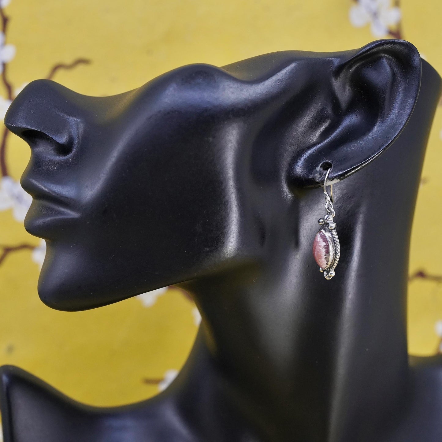 Vintage southwestern Sterling silver 925 handmade earrings pink Rhodochrosite
