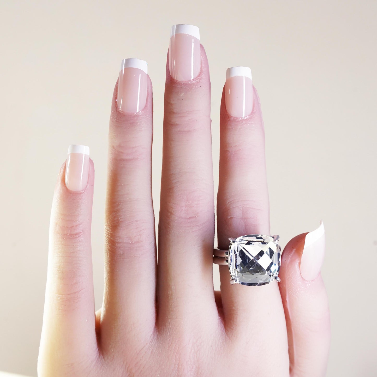 Size 8.25, Vintage Sterling 925 silver statement ring with cushion cut cz