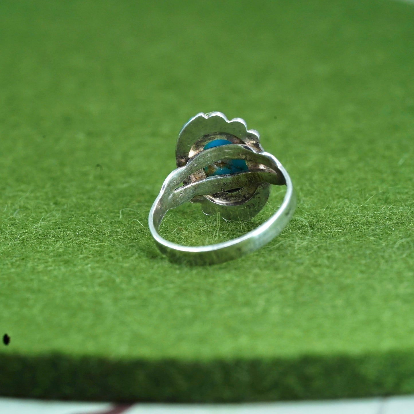 Size 4.75, Native American sterling silver ring, handmade 925 band w/ turquoise