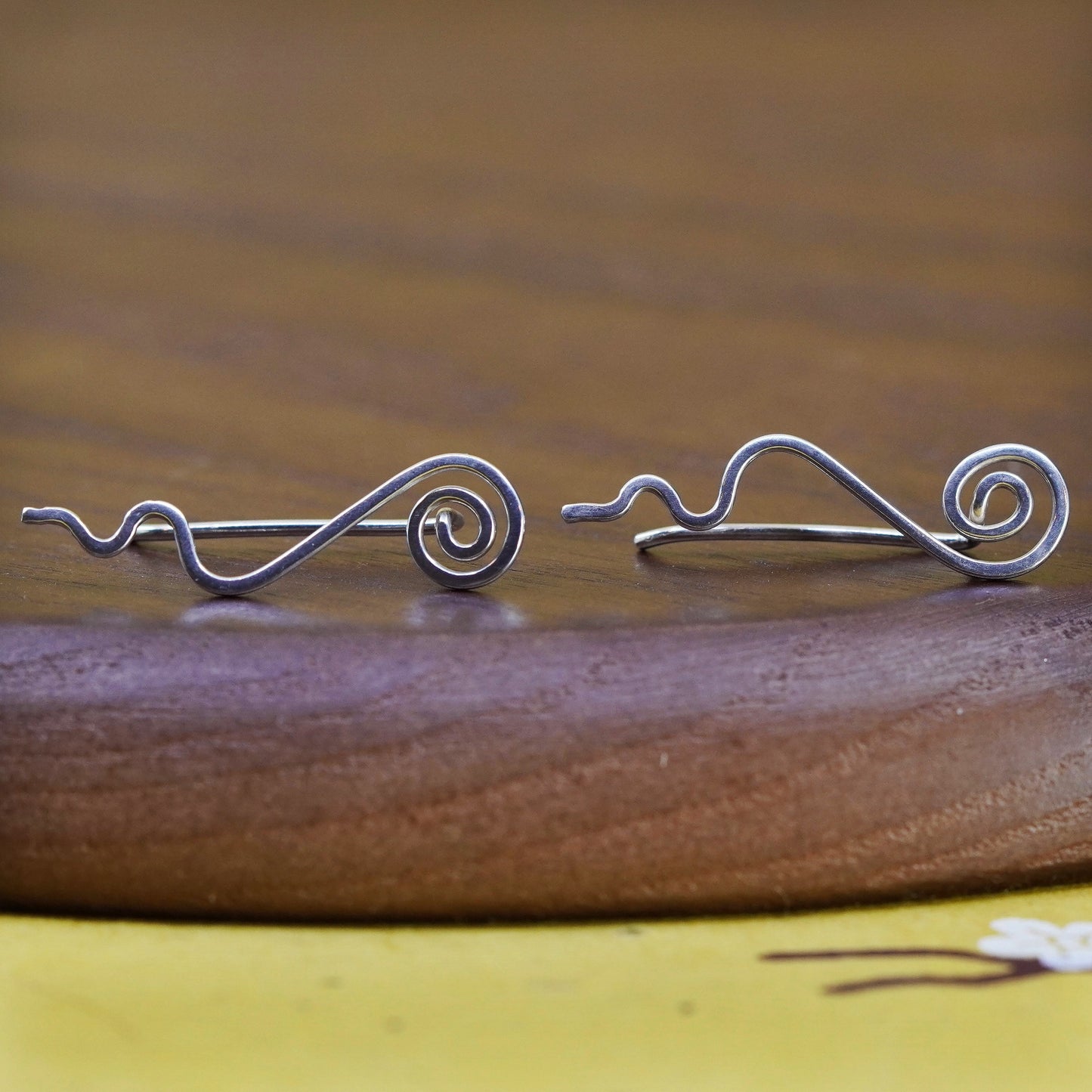 Vintage Sterling 925 silver handmade swirly spiral earrings