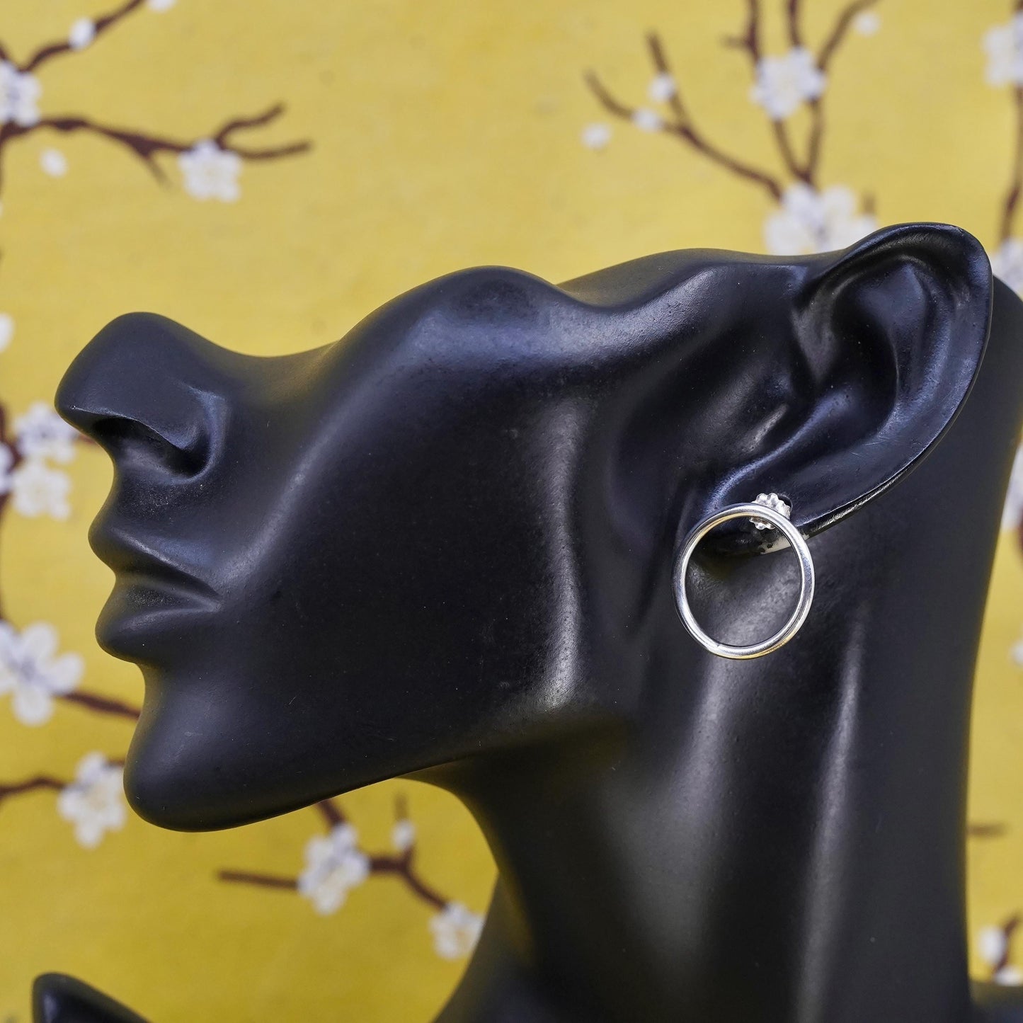 vintage Sterling silver handmade studs, circle earrings