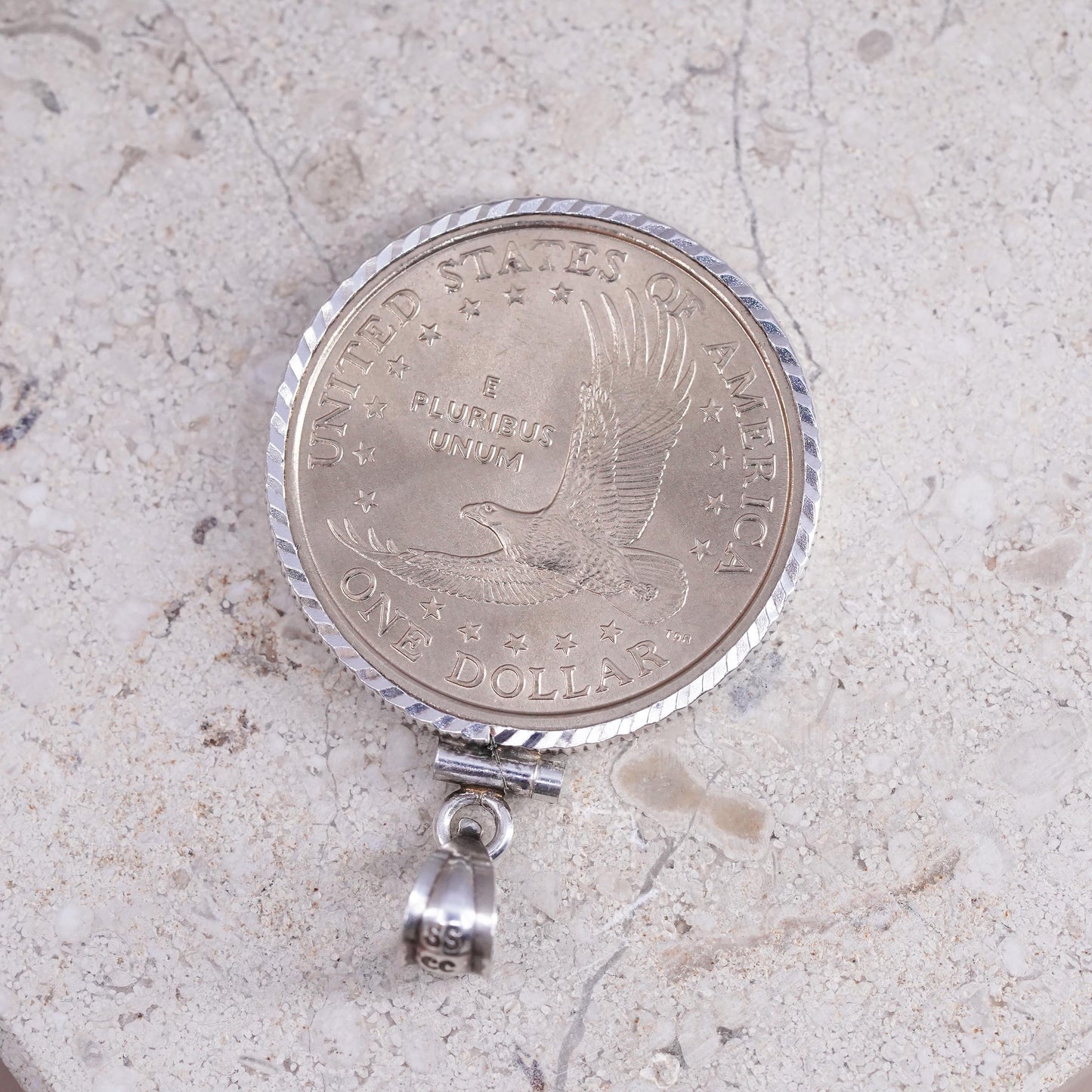 Rare 2000 P Sacagawea One Dollar Coin in Sterling 925 silver pendant case