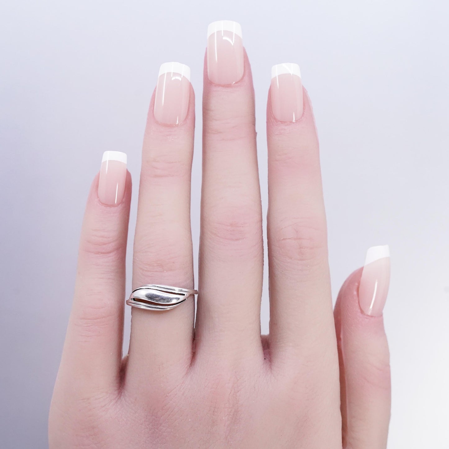 size 6.5, Vintage Sterling Silver Handmade Ring, 925 wave Band