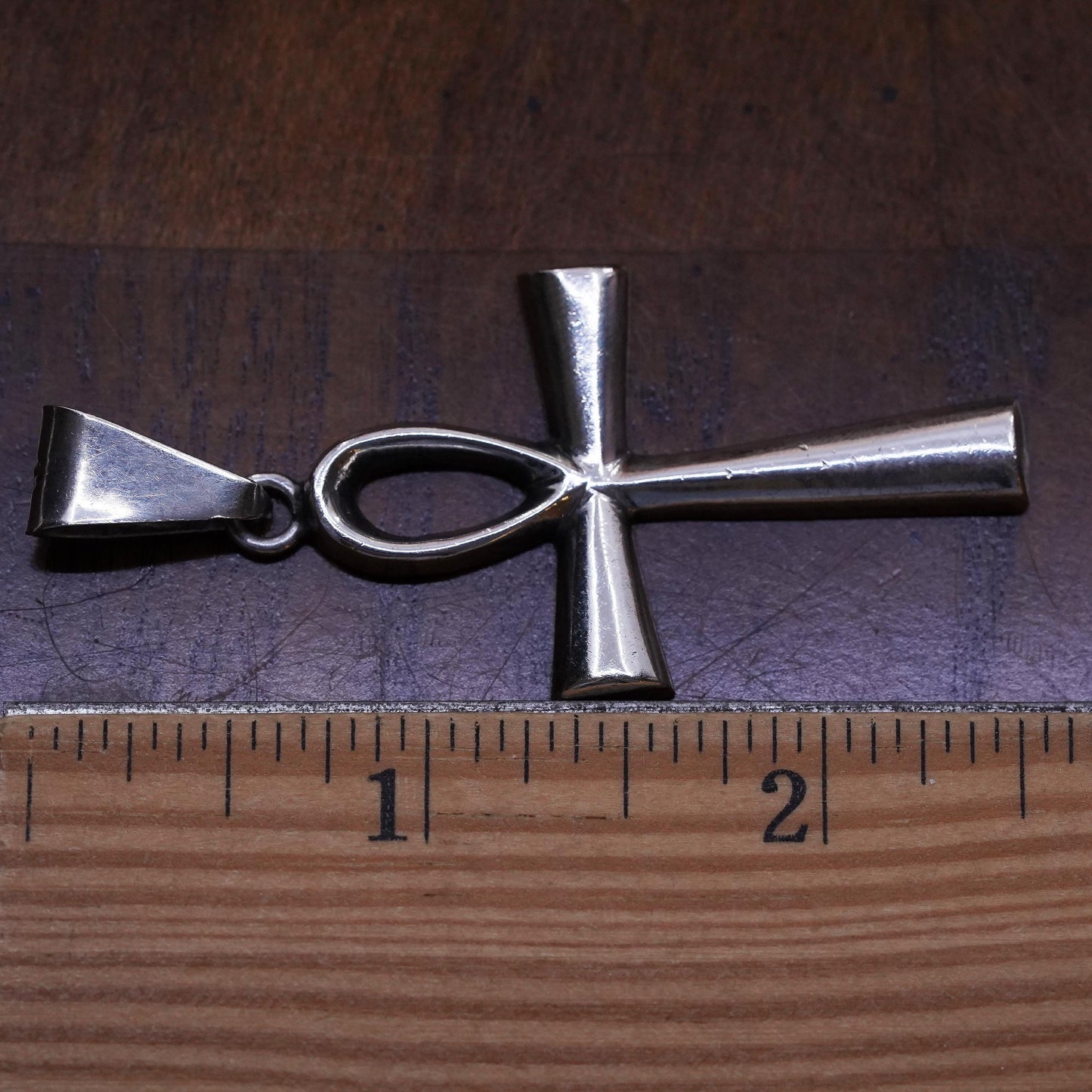 Vintage Mexican Sterling silver handmade pendant, huge solid 925 Egyptian ankh