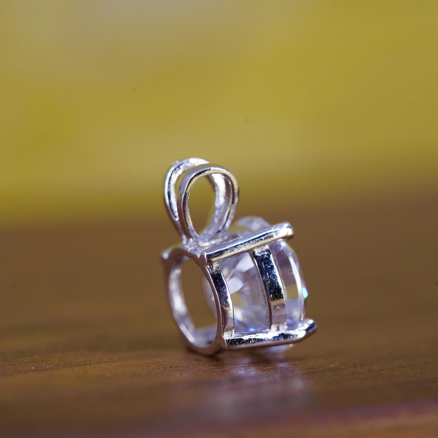 Vintage Sterling 925 silver handmade tiny pendant with cz