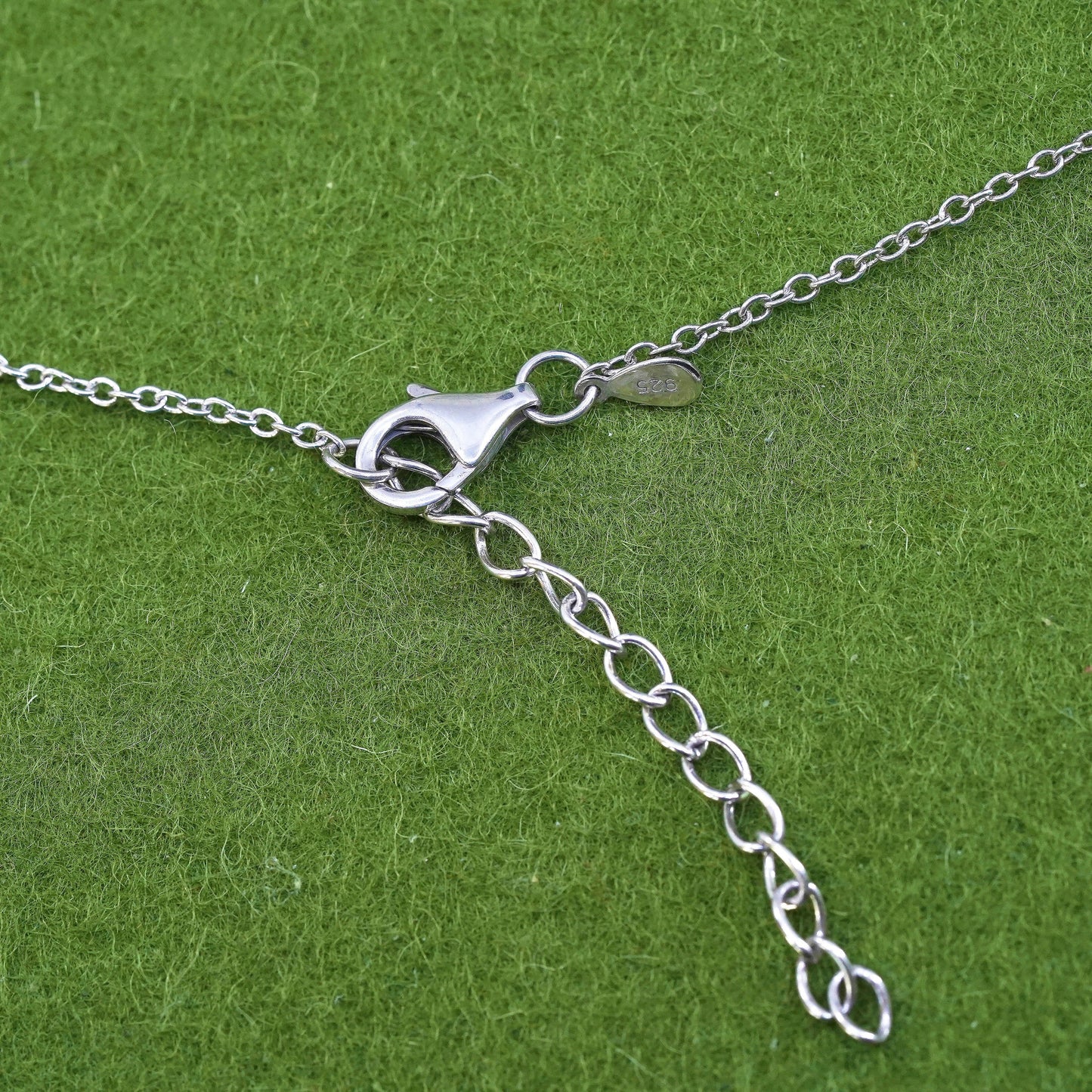 18+2”, Lucas Lameth Luc 925 Sterling Silver necklace with Omega jade pendant