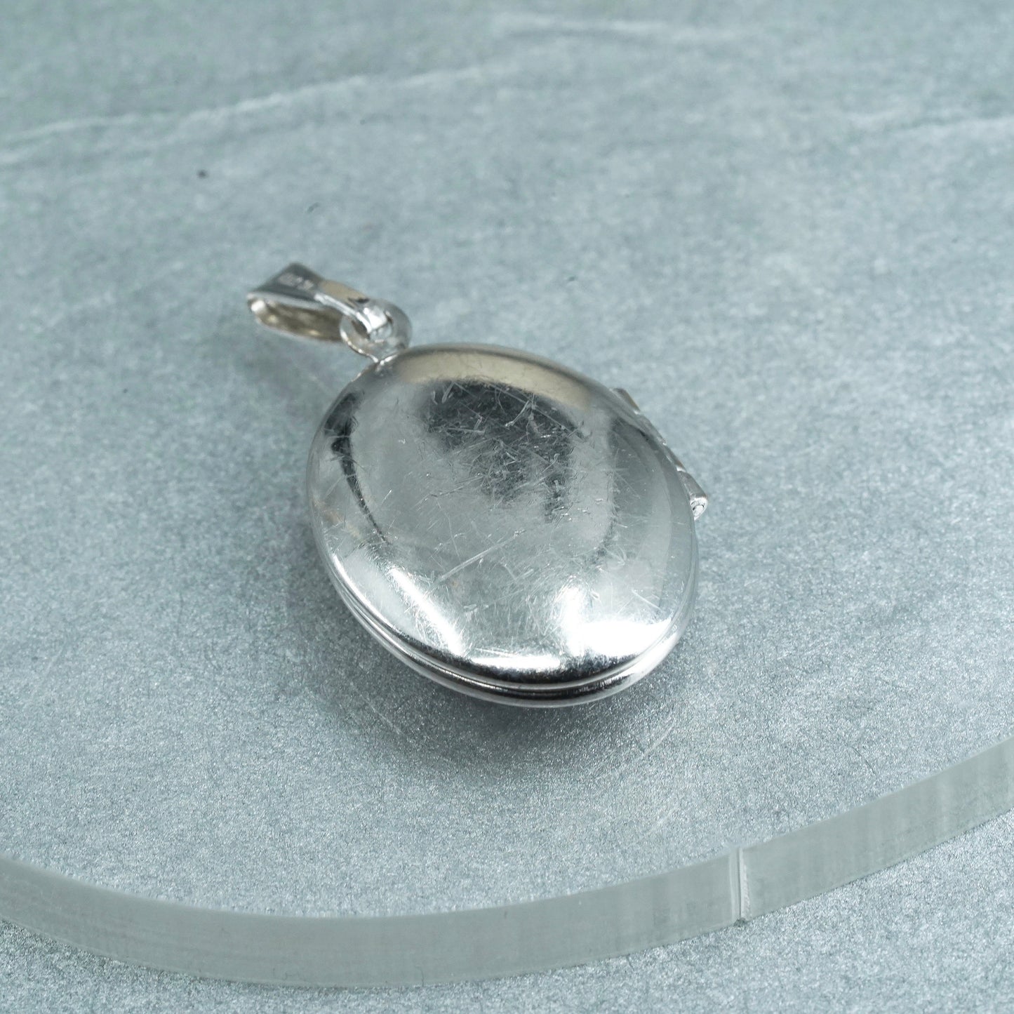 Sterling silver pendant charm, textured 925 floral textured two photos locket