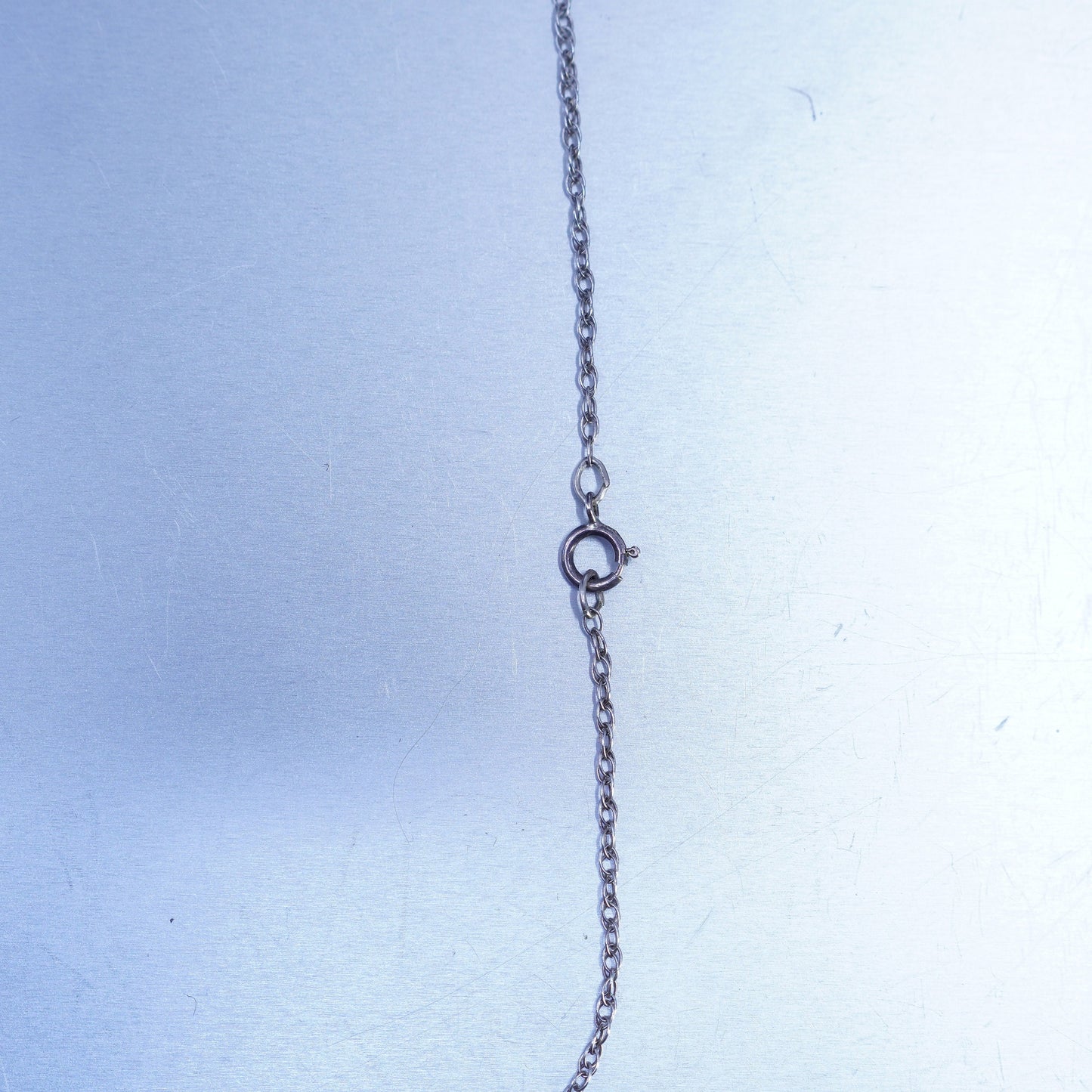 19”, native American Sterling 925 silver necklace turquoise feathery pendant