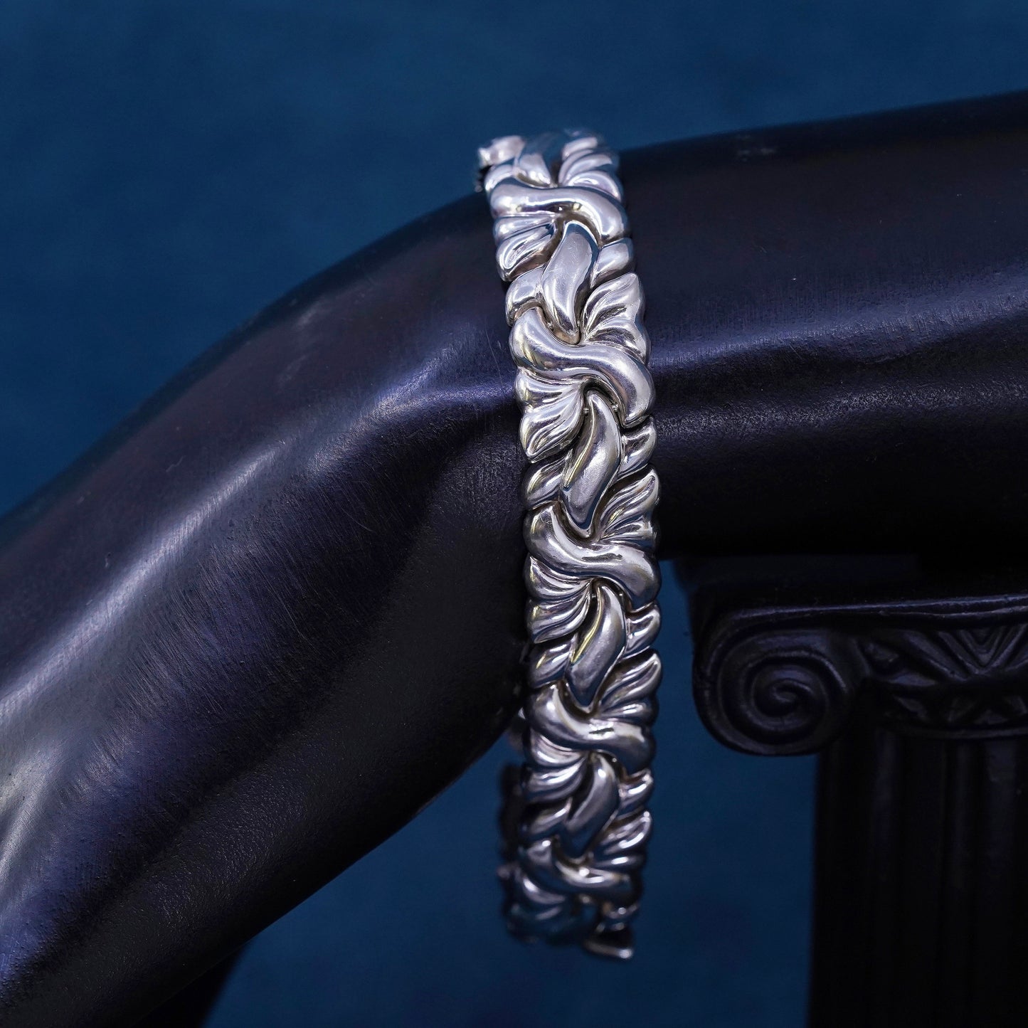 7.5", 13mm, vintage Sterling silver handmade bracelet, 925 tennis bracelet