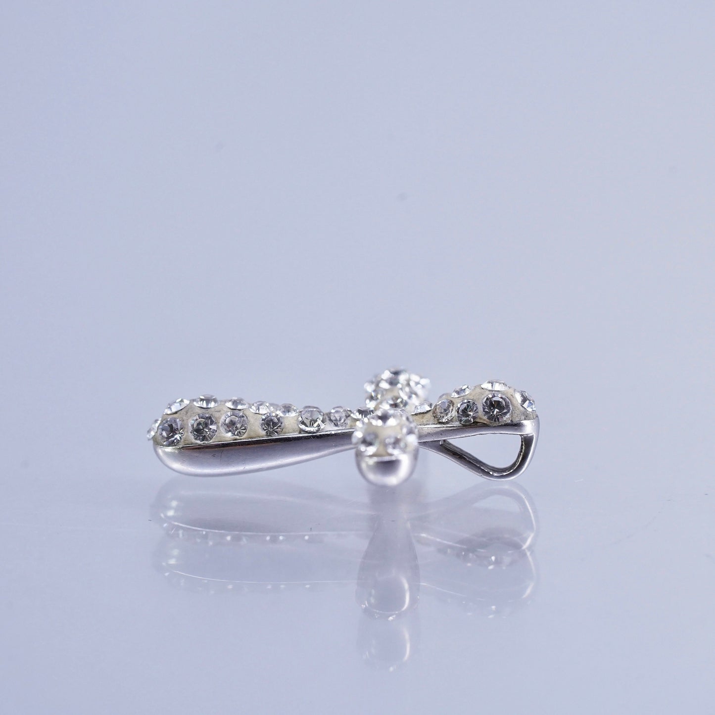 vintage sterling 925 silver cross pendant with cluster Cz
