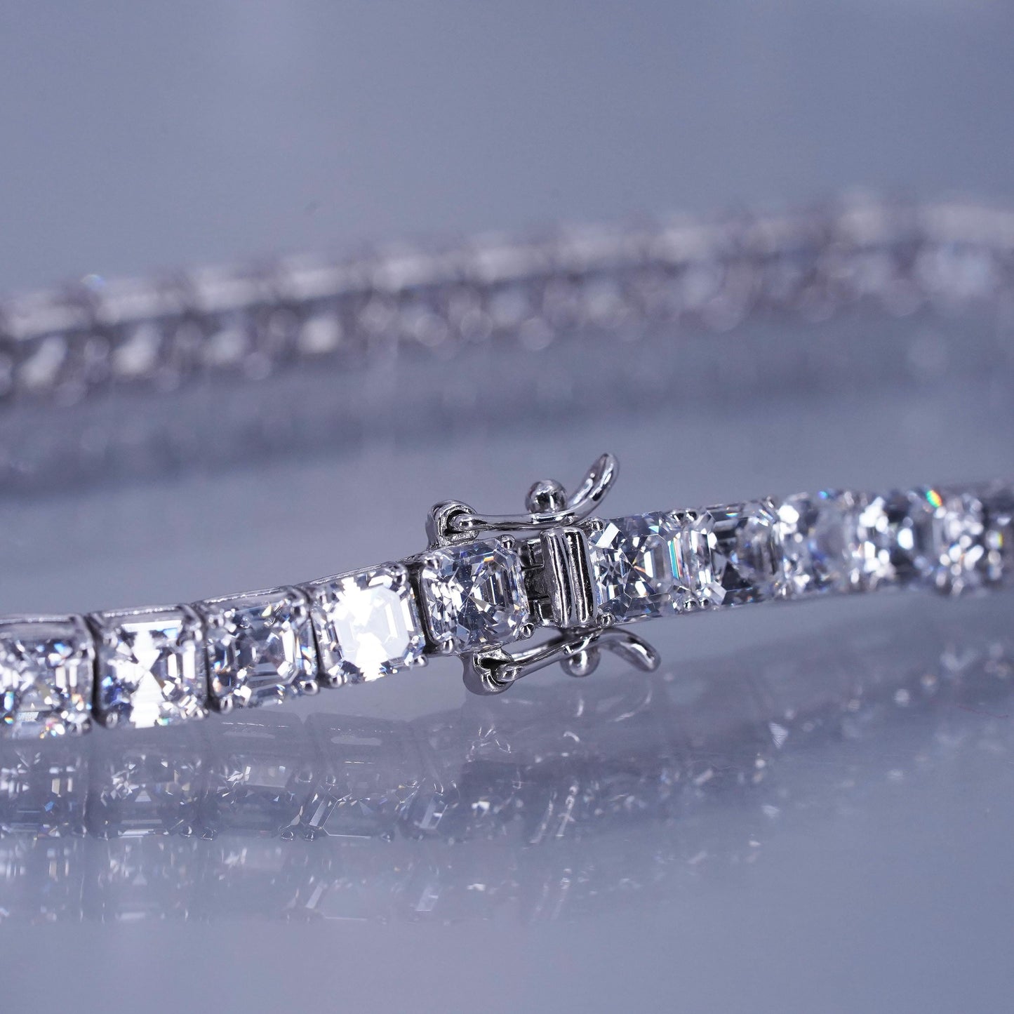 7.25”, Vintage Italy Sterling 925 silver handmade tennis bracelet chain with Cz