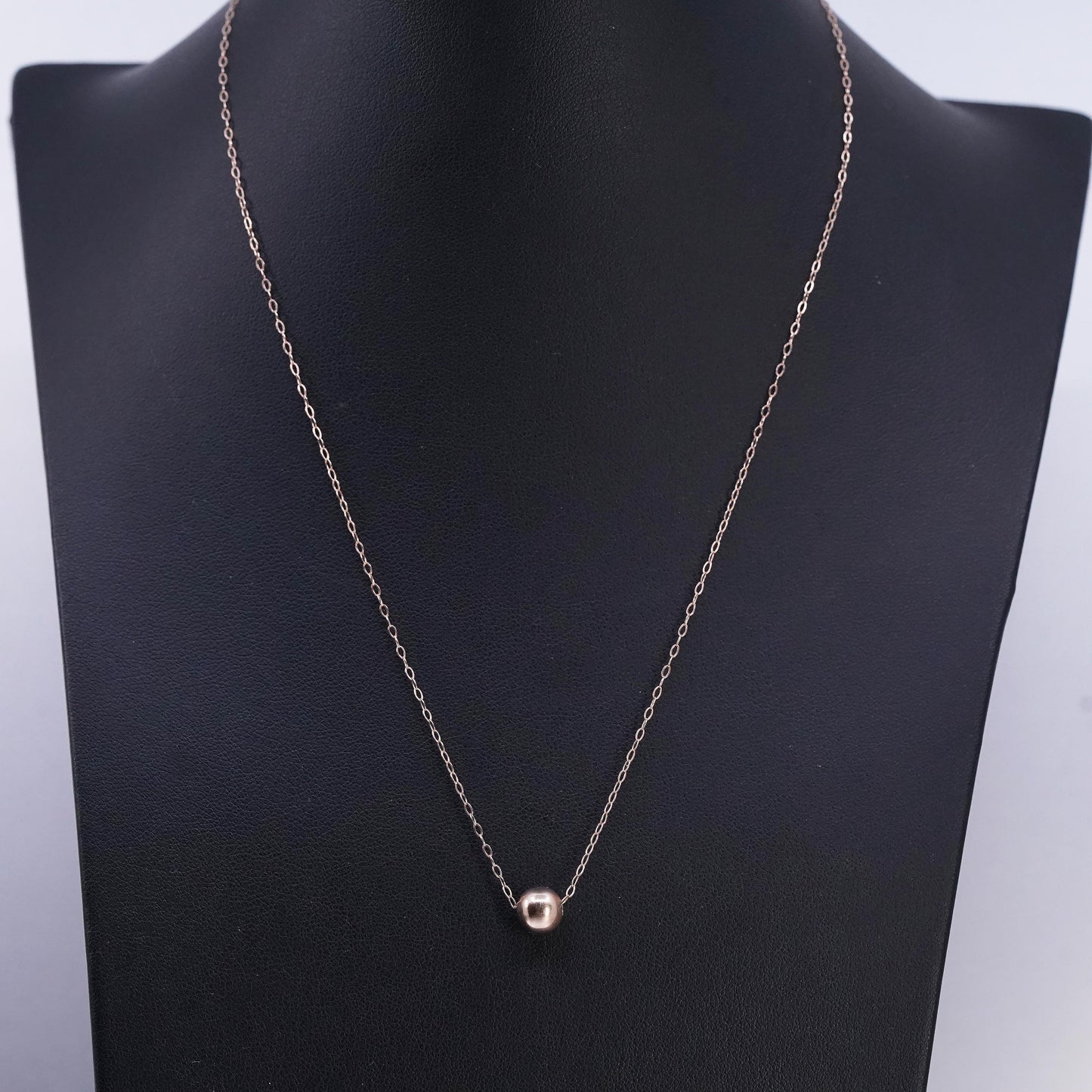 18", vintage vermeil rose gold Sterling 925 silver circle necklace bead pendant