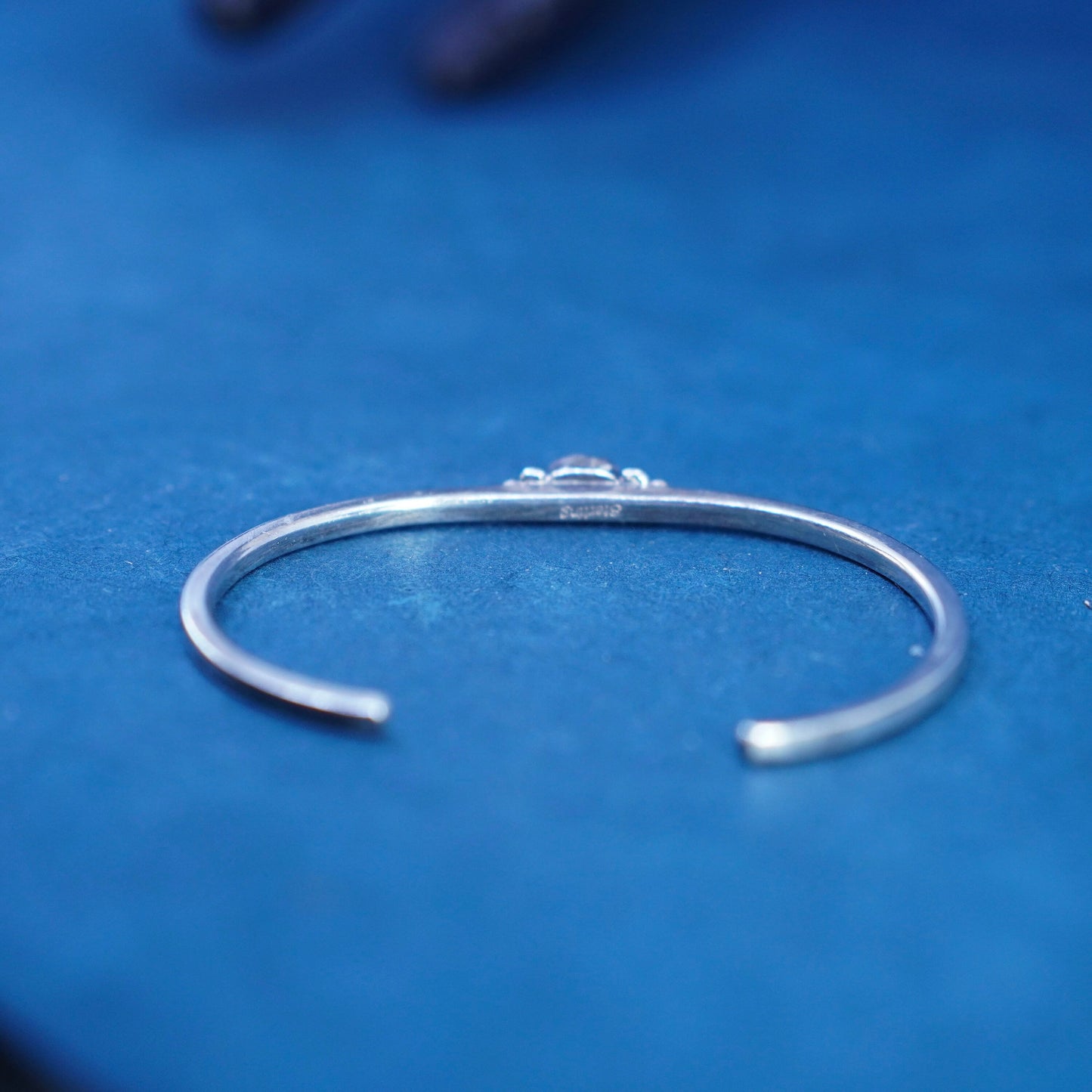 6”, Native American Sterling silver bracelet, stackable 925 cuff with turquoise