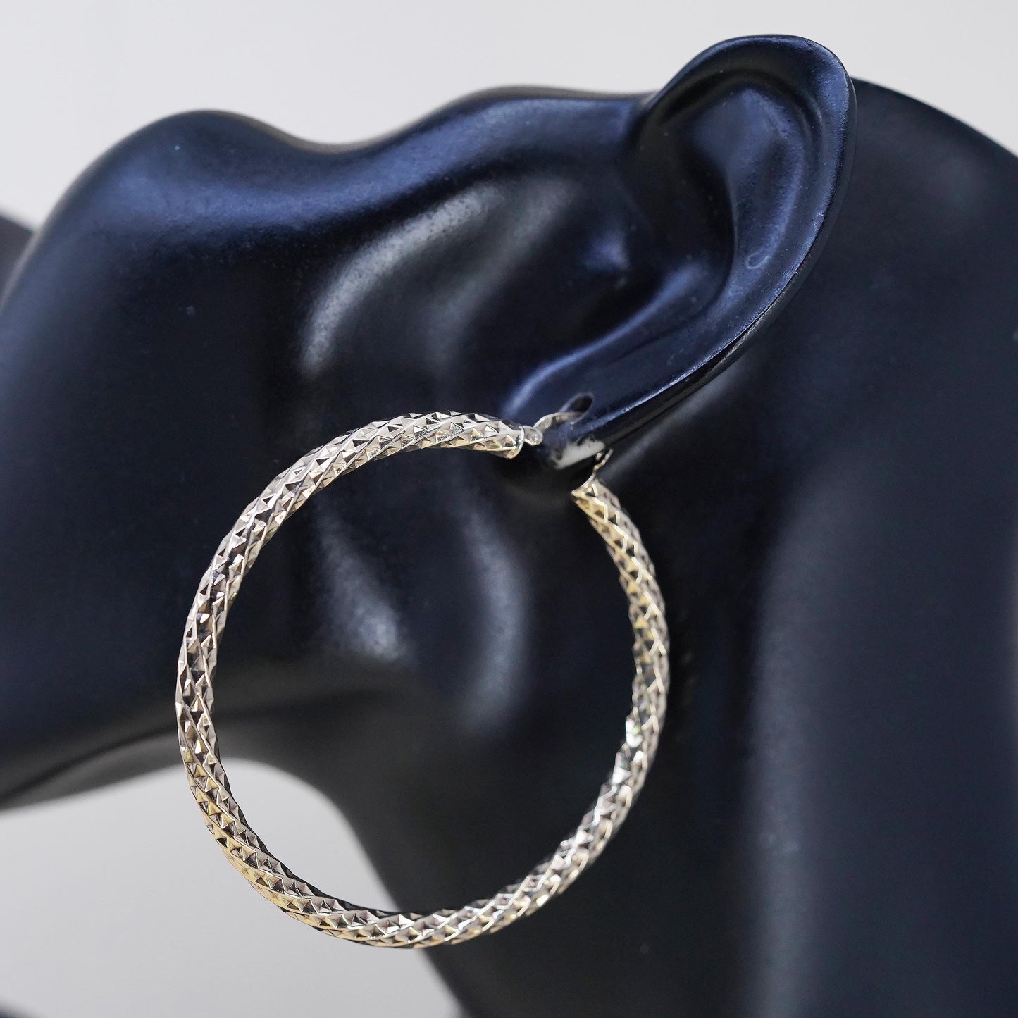 2.25”, Italian Vior yellow gold plated sterling silver 925 hoops earrings