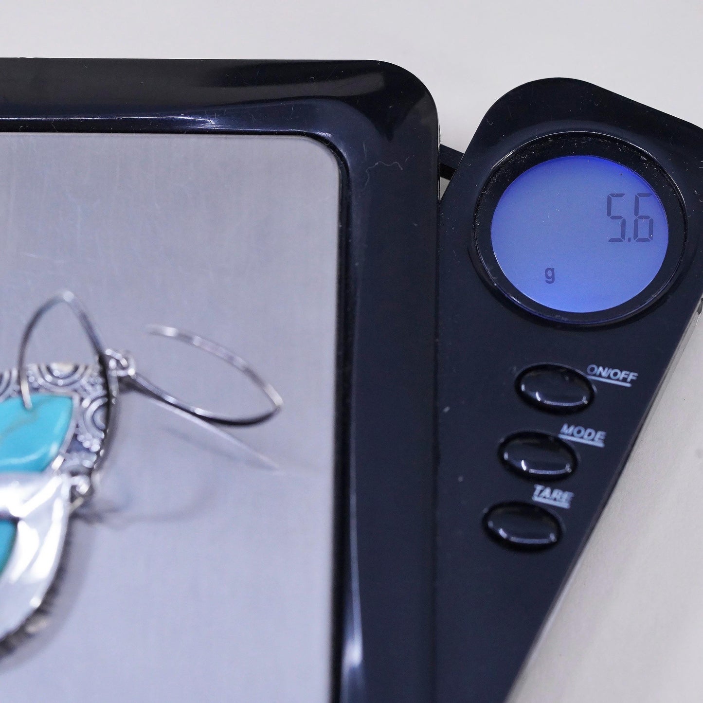 Southwestern sterling silver 925 handmade textured teardrop earrings turquoise
