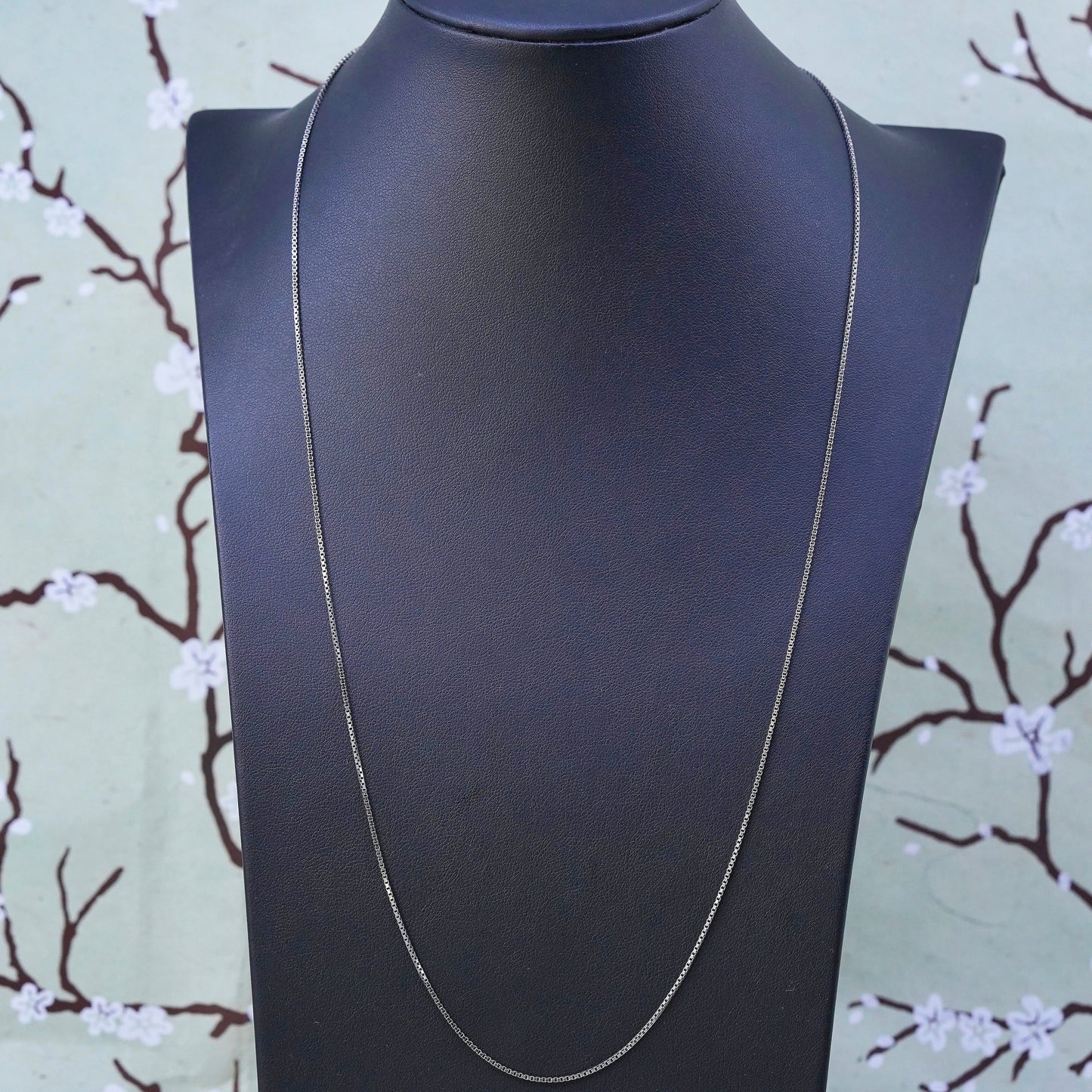 24", 1mm, Vintage Italian sterling 925 silver box chain, necklace