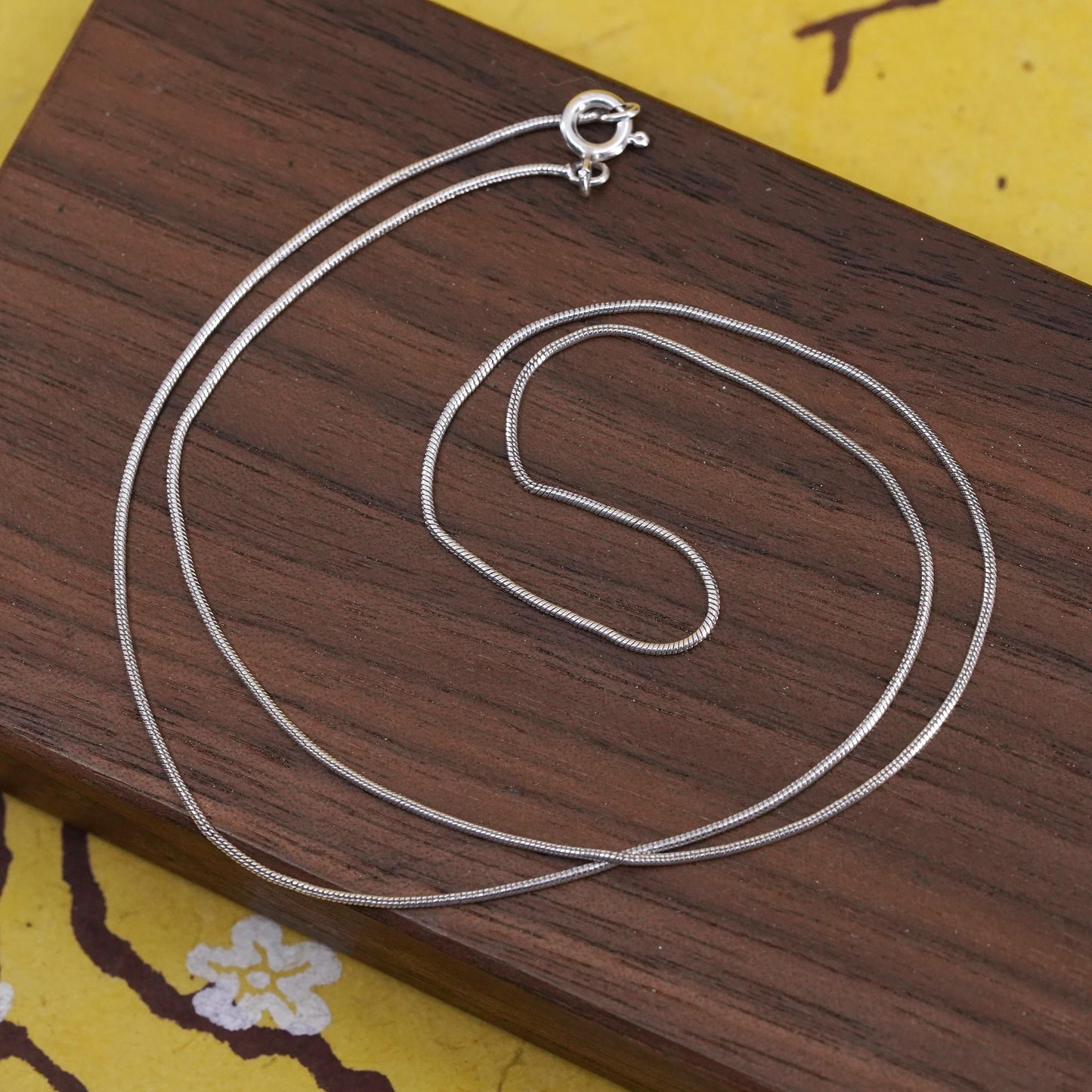 18" 1mm, vintage Sterling silver necklace, Italy 925 snake chain