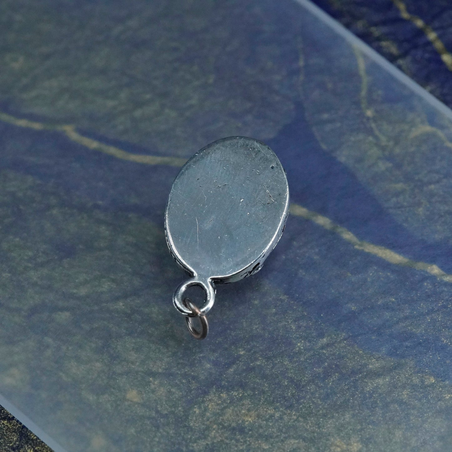 Vintage sterling silver handmade textured pendant with carnelian