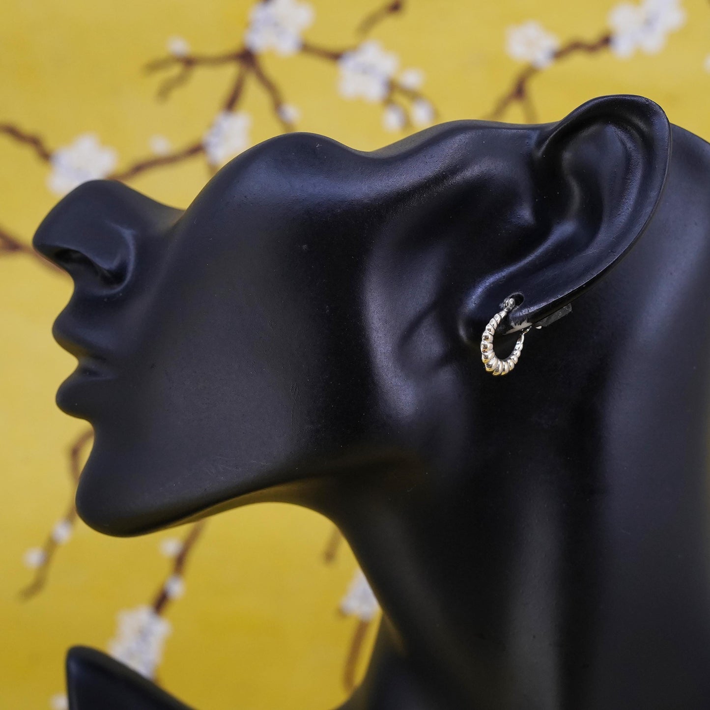 0.5”, vermeil gold over Sterling silver handmade earrings, ribbed 925 hoops