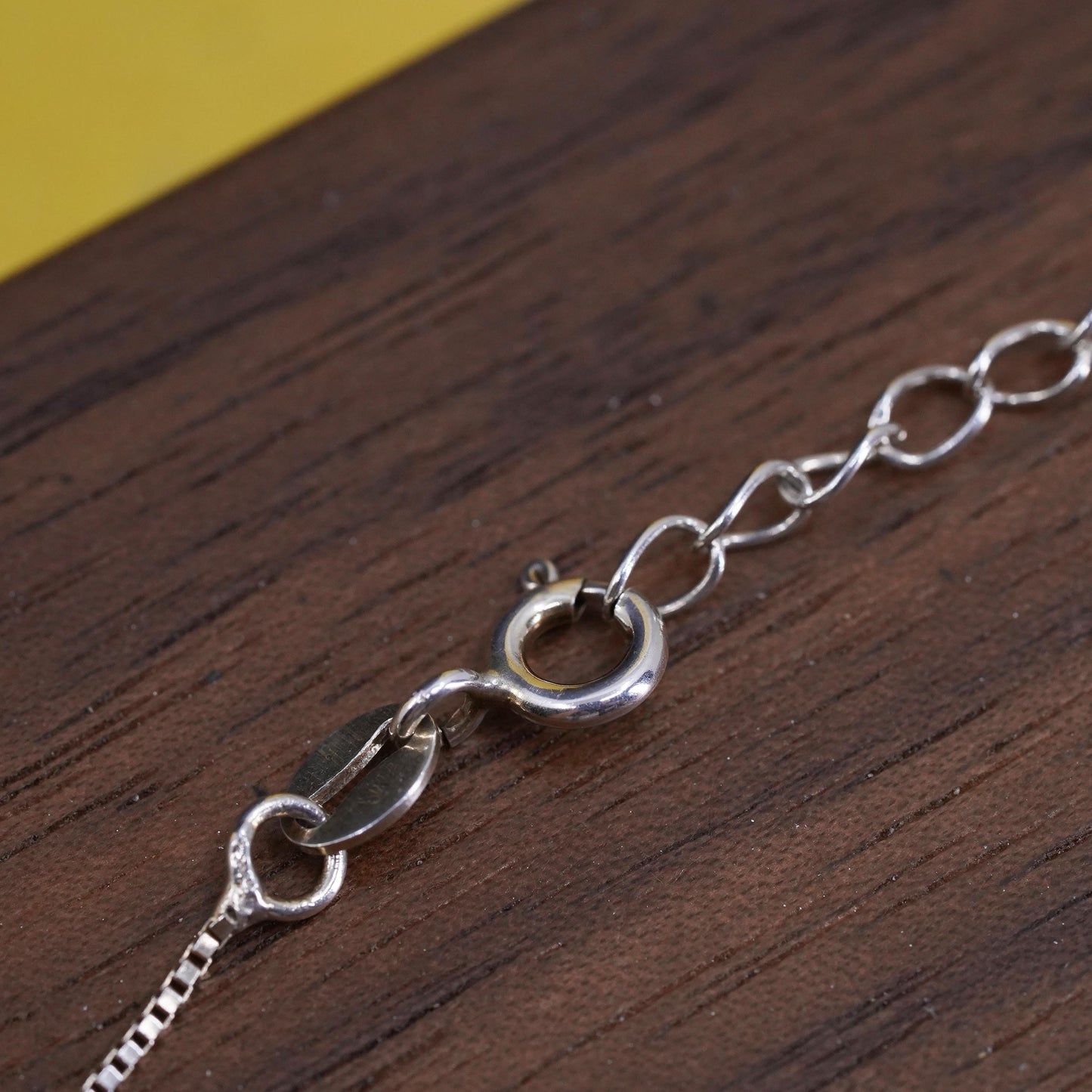 16+1" 1mm, vintage Sterling silver necklace, 925 box chain with name “Samantha”