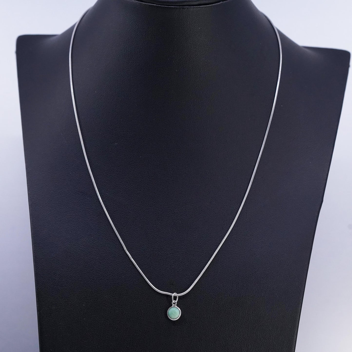18", vintage Sterling 925 silver handmade snake necklace with turquoise pendant