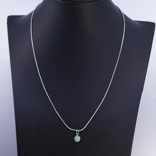 18", vintage Sterling 925 silver handmade snake necklace with turquoise pendant