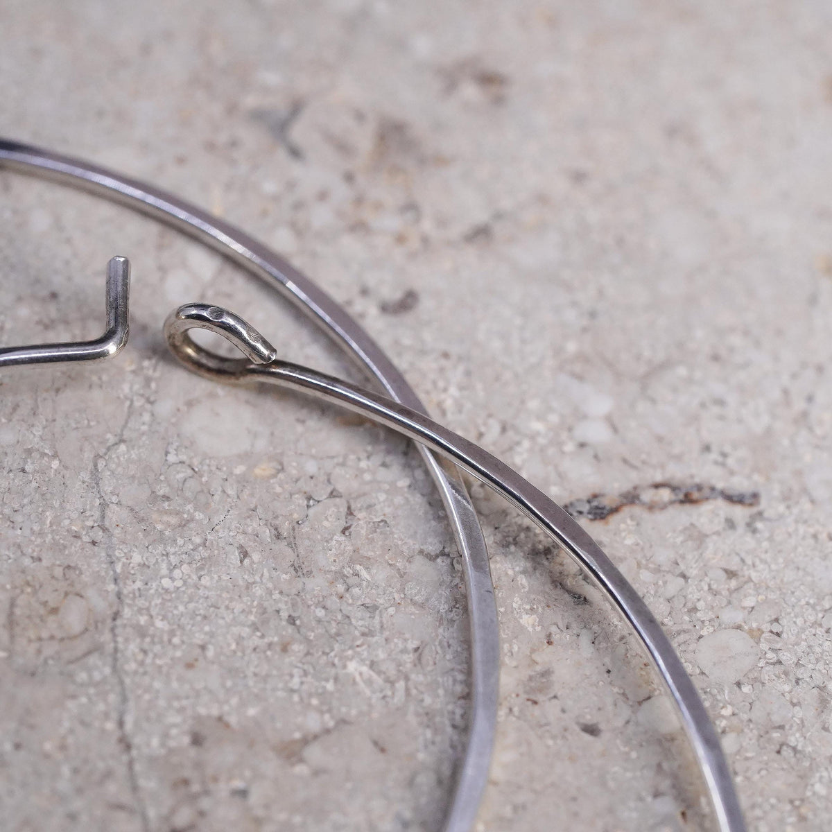 1.75", vintage Sterling silver handmade earrings, 925 hoops, huggie