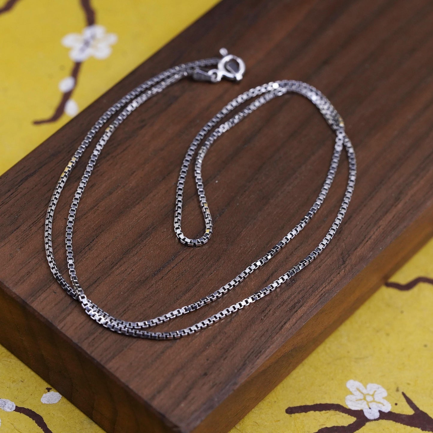 20" 1.6mm, vintage Italy Sterling silver box chain, Italy 925 necklace