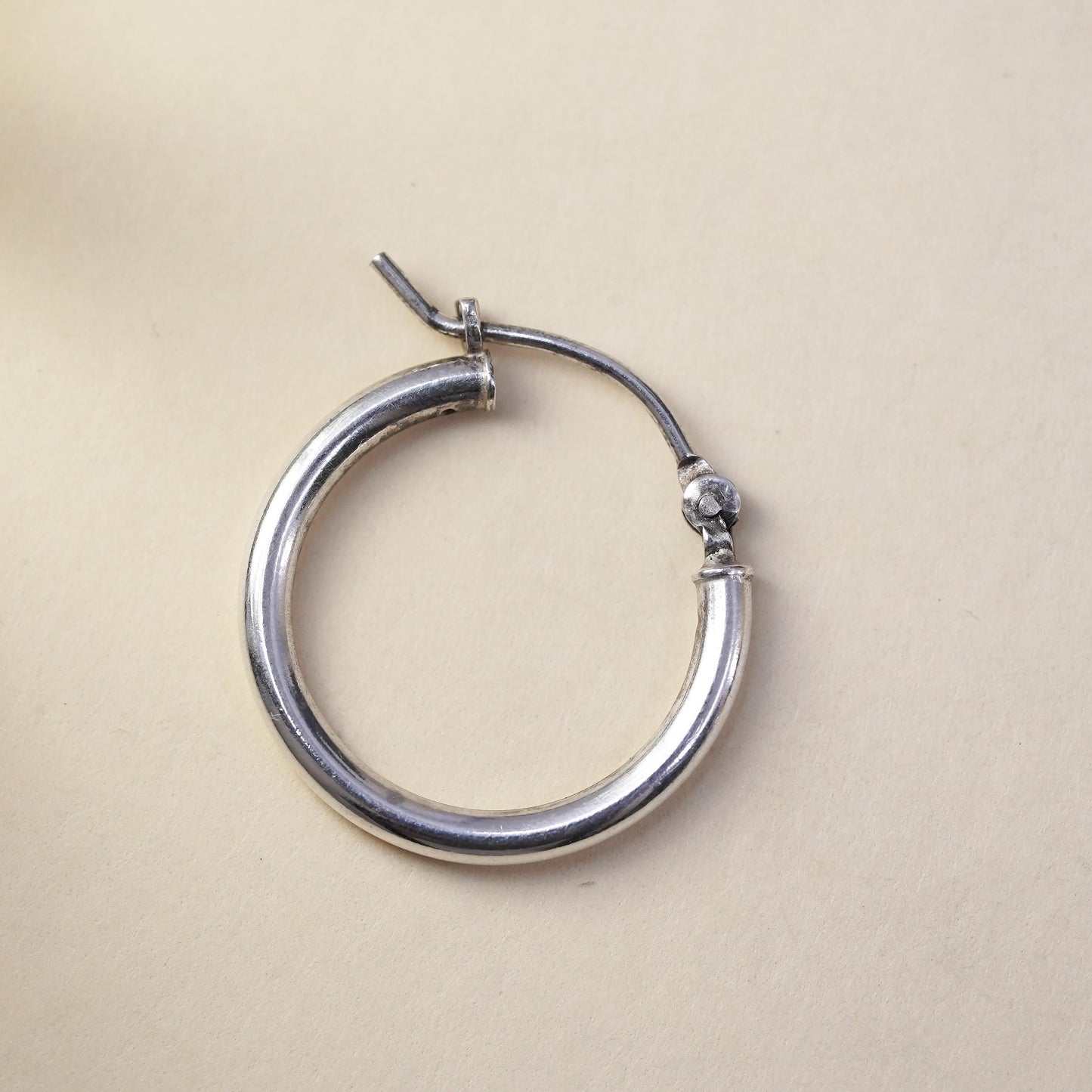 0.75", Vintage sterling silver loop single earring, fashion primitive hoop