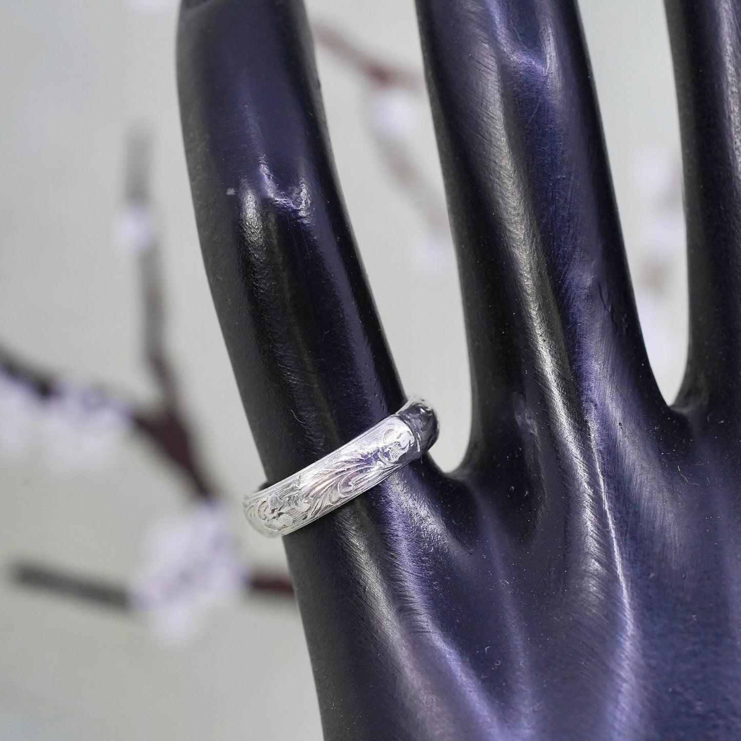 Size 5, southwestern Sterling silver handmade ring, 925 textured band