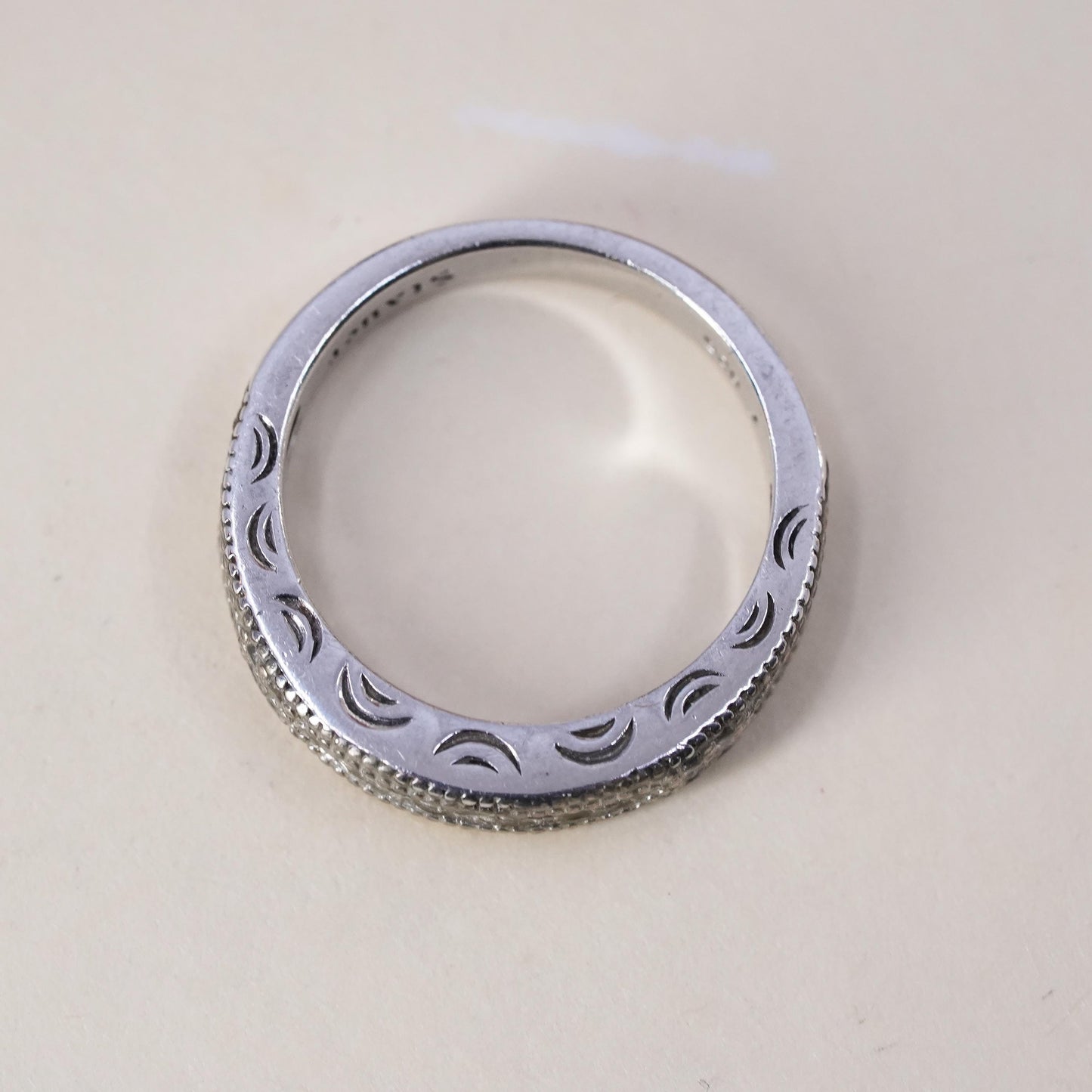 Size 5, Vintage Stauer Sterling Silver 925 Anniversary Band Ring with cz