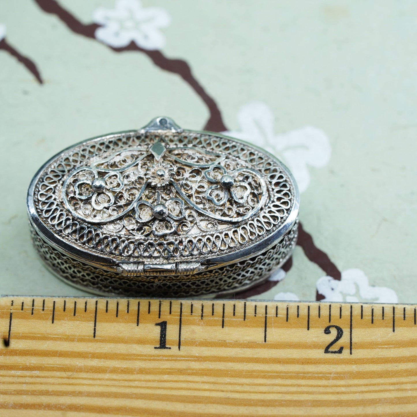 Vintage Sterling silver handmade filigree prayer box, 925 hope chest locket
