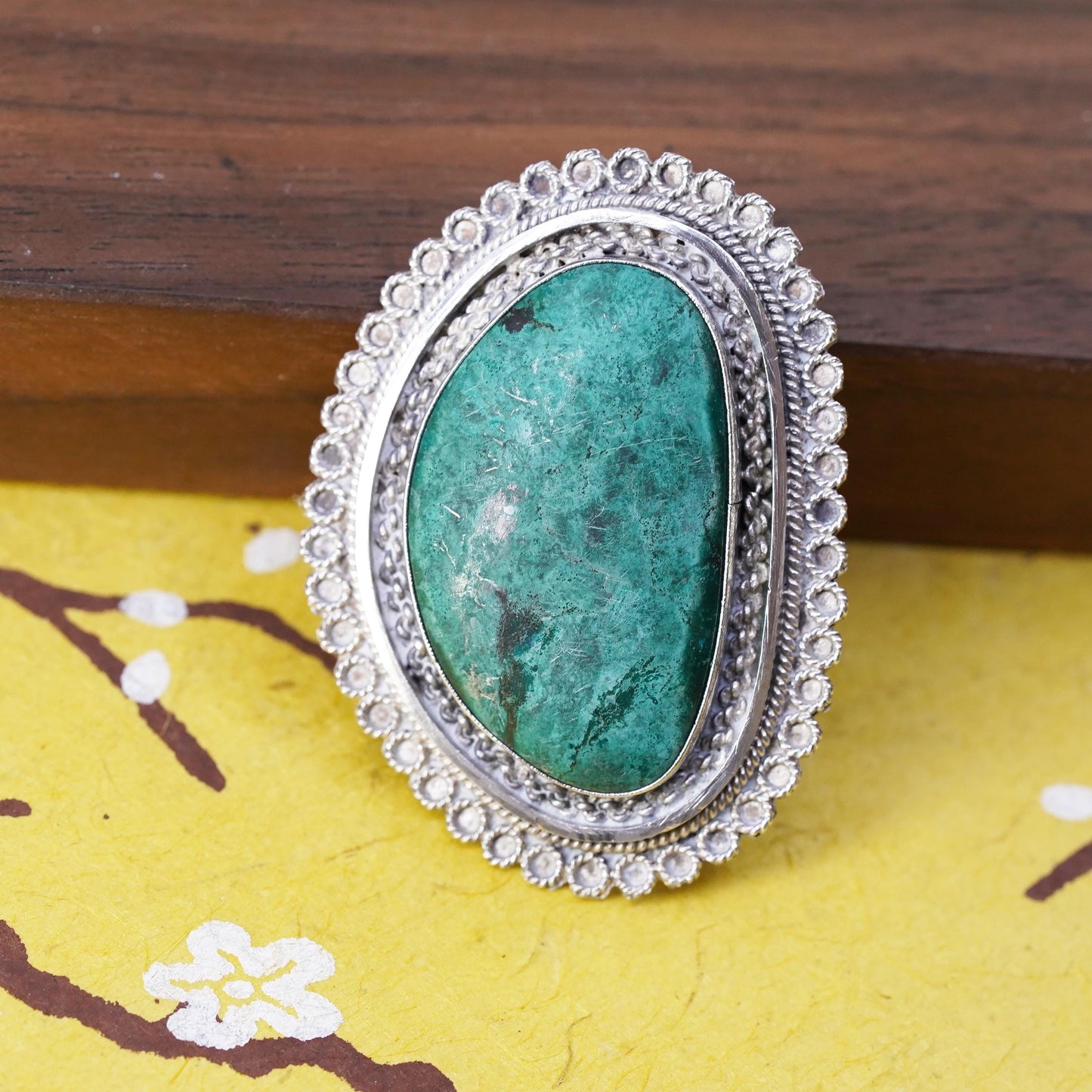 Vintage antique Israel sterling 925 silver butterfly pendant brooch turquoise