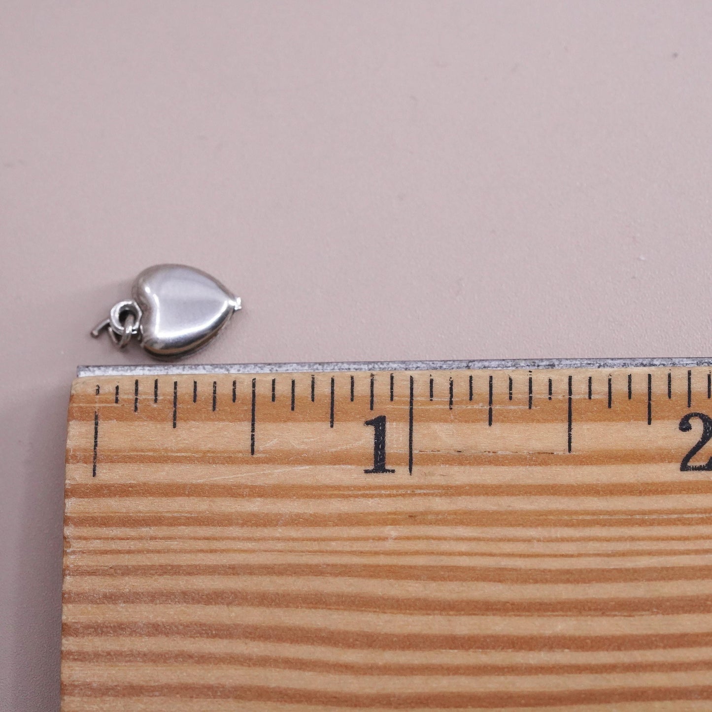 Vintage sterling silver handmade pendant, 925 3D heart charm