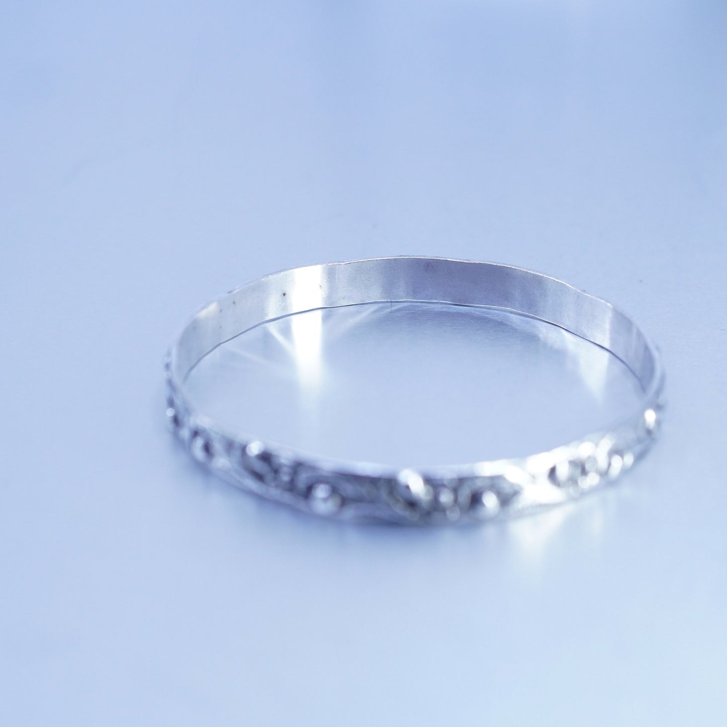 8.25”, VTG southwestern Sterling 925 silver handmade bracelet, textured bangle