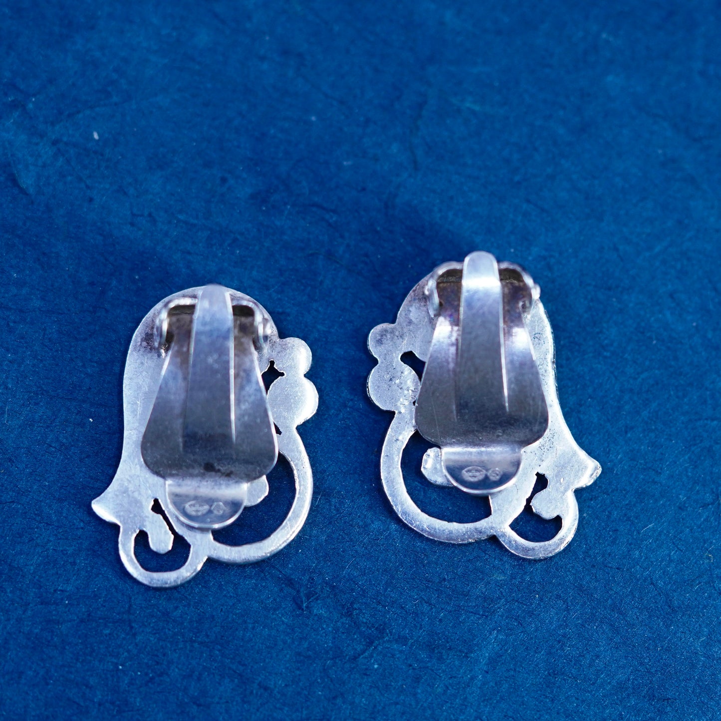 Vintage jewelry | Sterling silver handmade earrings, modern spiral 925 clip on