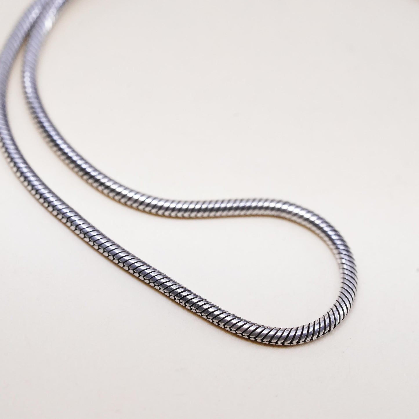 16", 1.6mm, Vintage Italian sterling silver snake chain, India 925 necklace