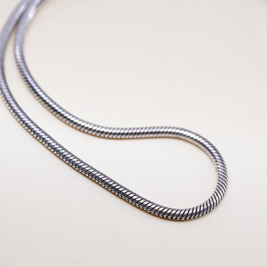 16", 1.6mm, Vintage Italian sterling silver snake chain, India 925 necklace
