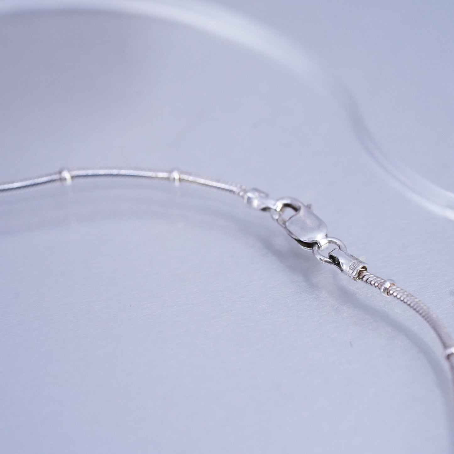 11", vintage Italian Sterling 925 silver circle bracelet anklet with beads