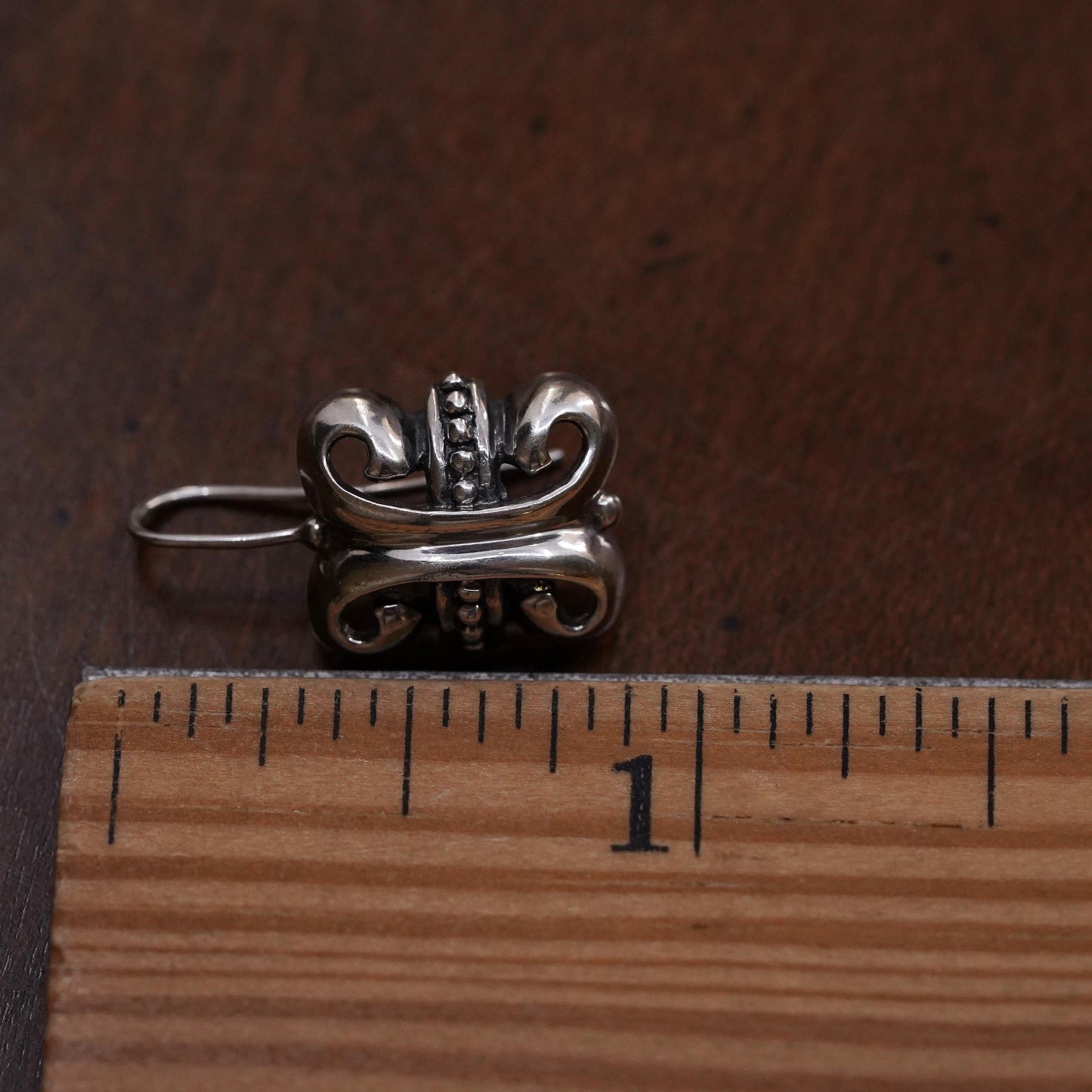 Vintage sterling 925 silver single earring, fashion filigree dangle