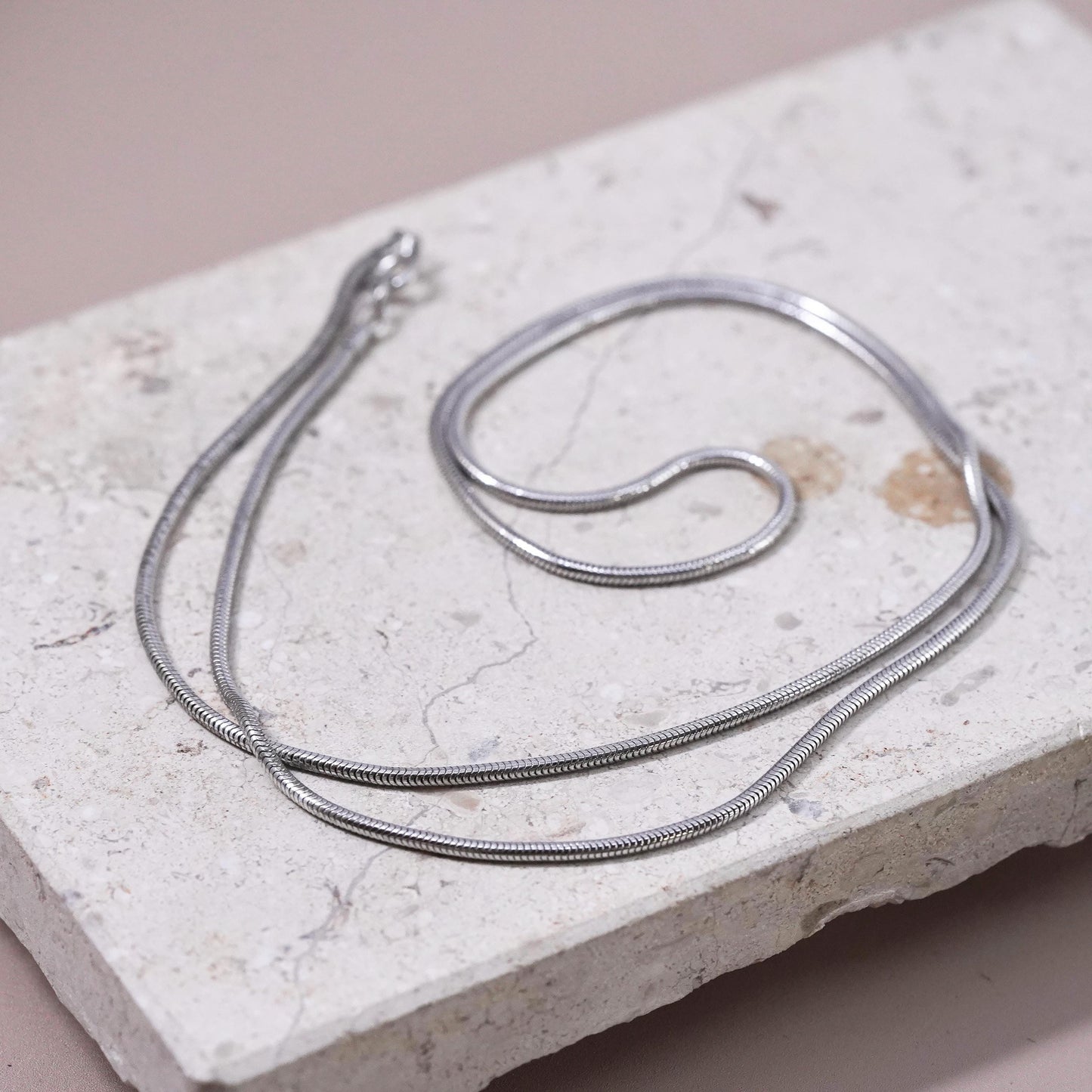 24", 2mm, vintage Sterling silver handmade necklace, 925 snake chain