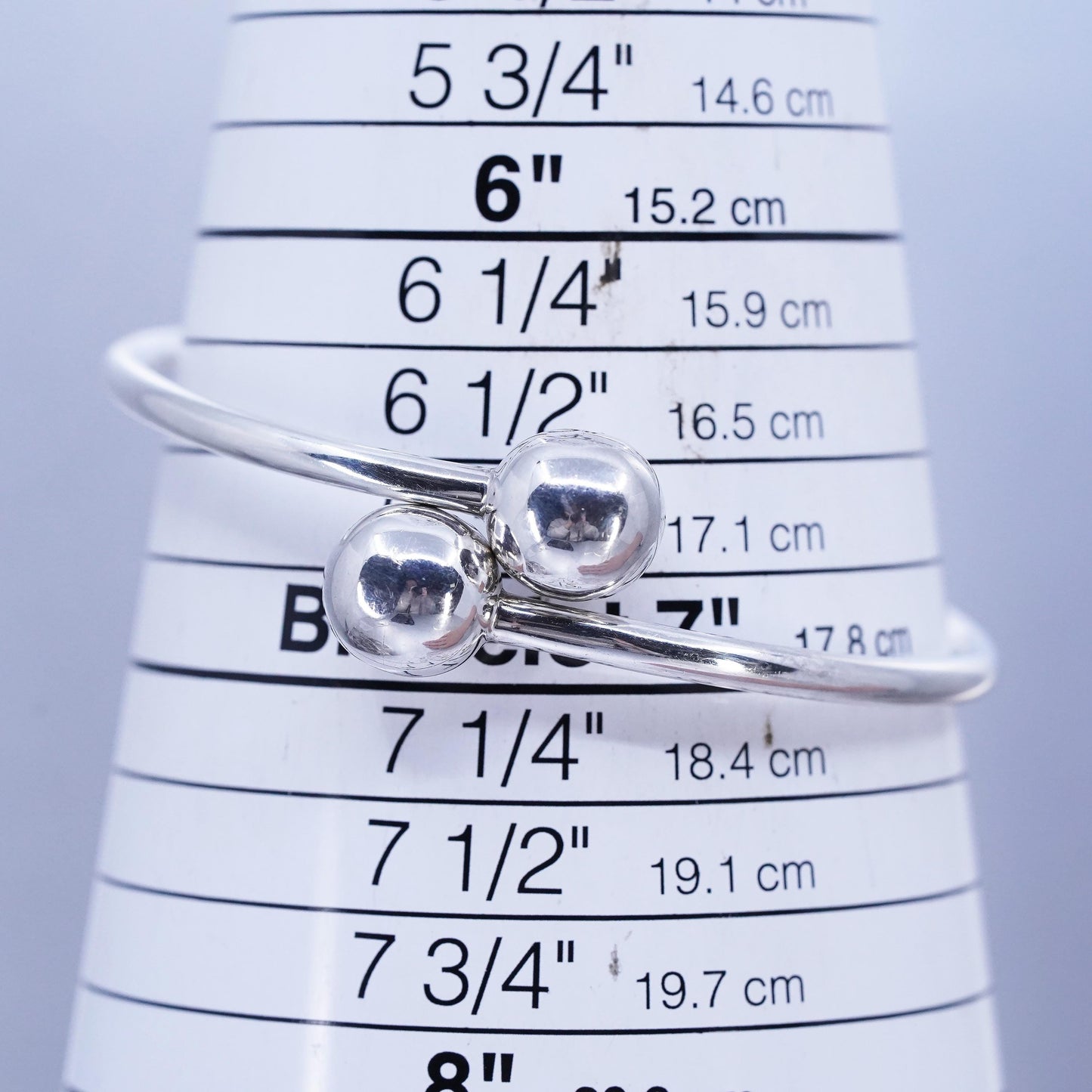 7”, Vintage Sterling 925 silver handmade bracelet, wrap bangle with ends
