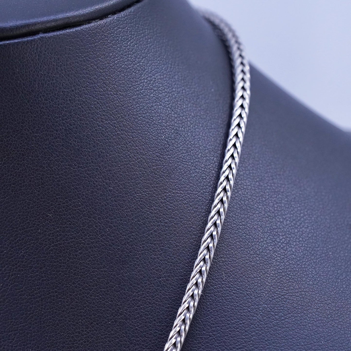 18" 3mm, vintage bold Sterling silver necklace, solid 925 silver wheat chain