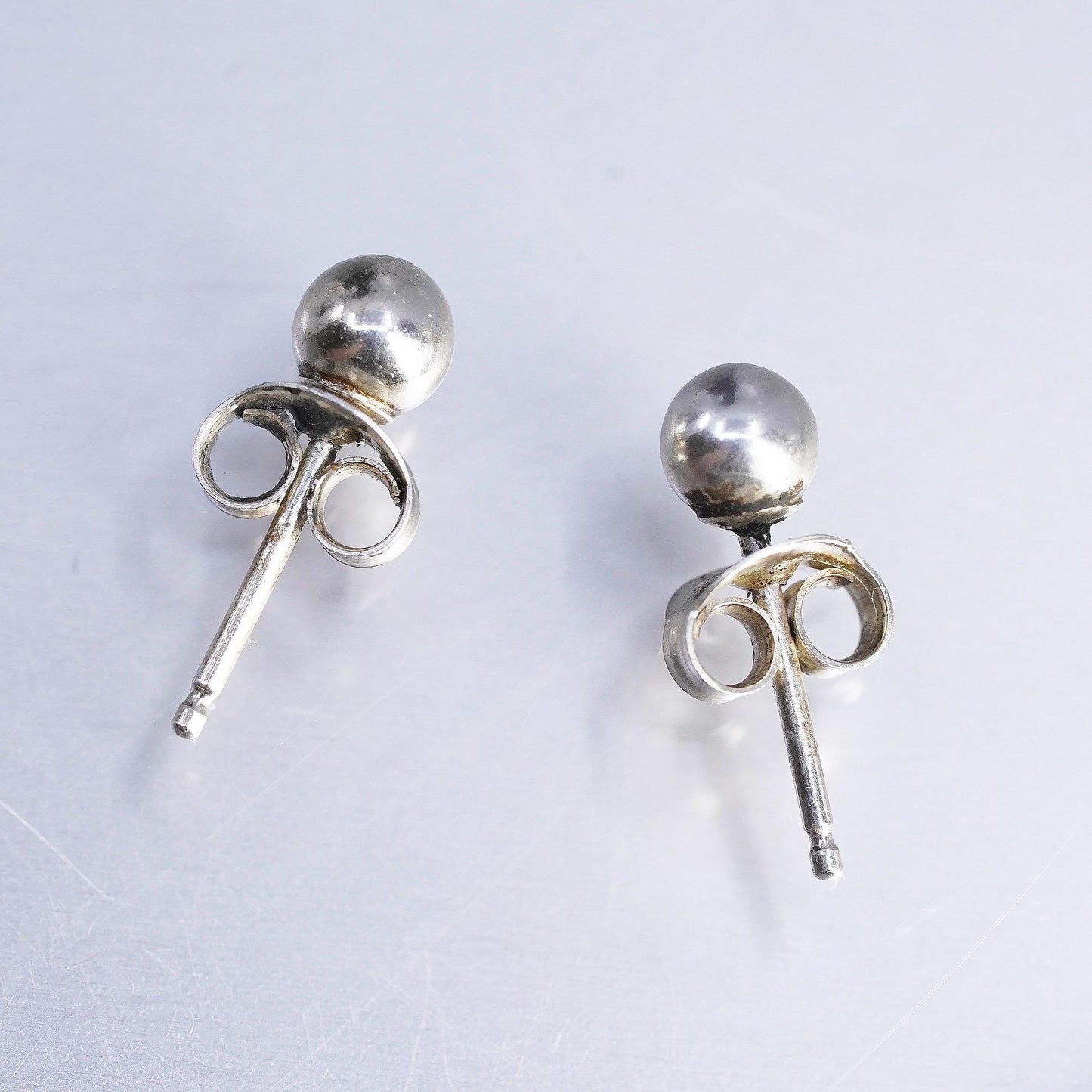 4mm Vintage Sterling 925 silver earrings, studs