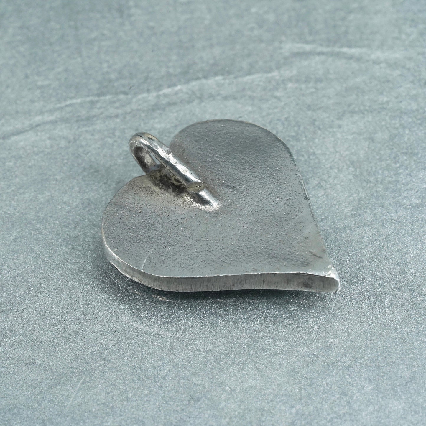 vintage southwestern sterling 925 silver heart pendant with turquoise inlay, silver tested