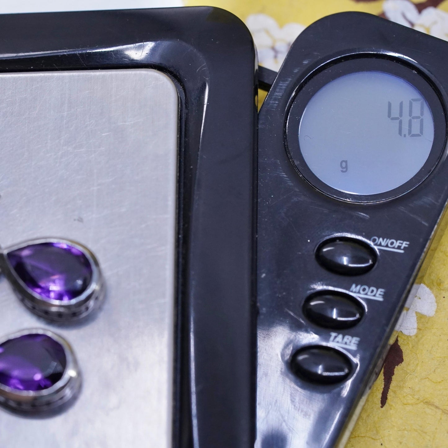 Vintage Sterling 925 silver handmade teardrop earrings with amethyst and beads