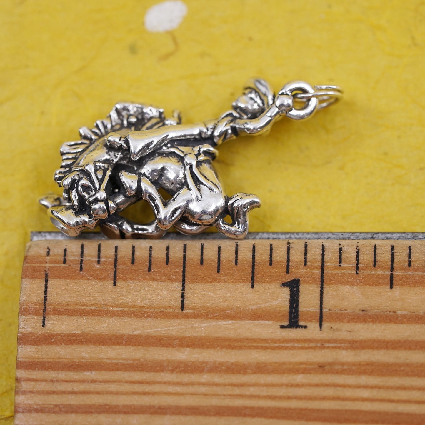 Vintage sterling silver handmade pendant, 925 silver western cowboy with charm