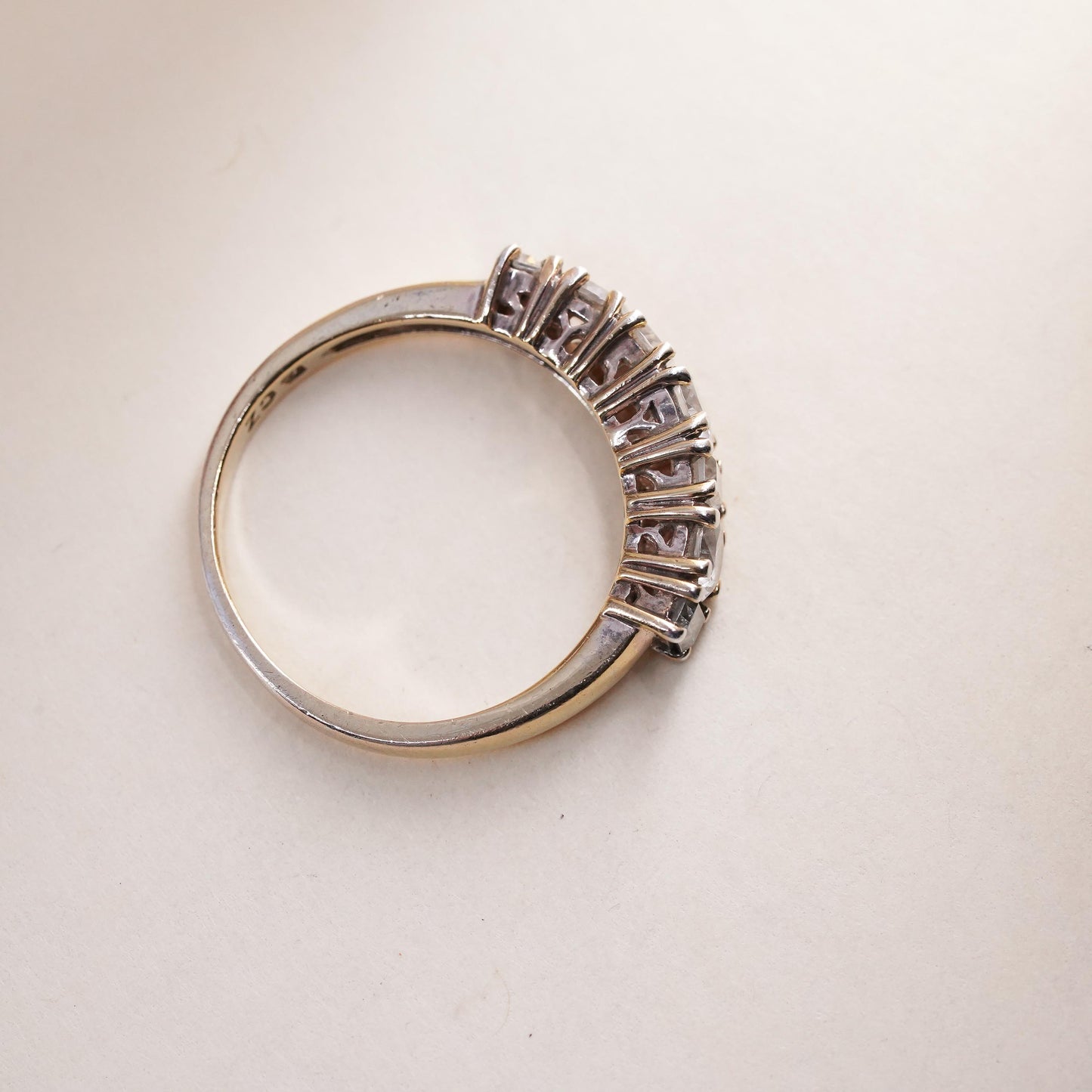 Size 7, vermeil rose gold over Sterling silver ring, 925 band with cluster Cz